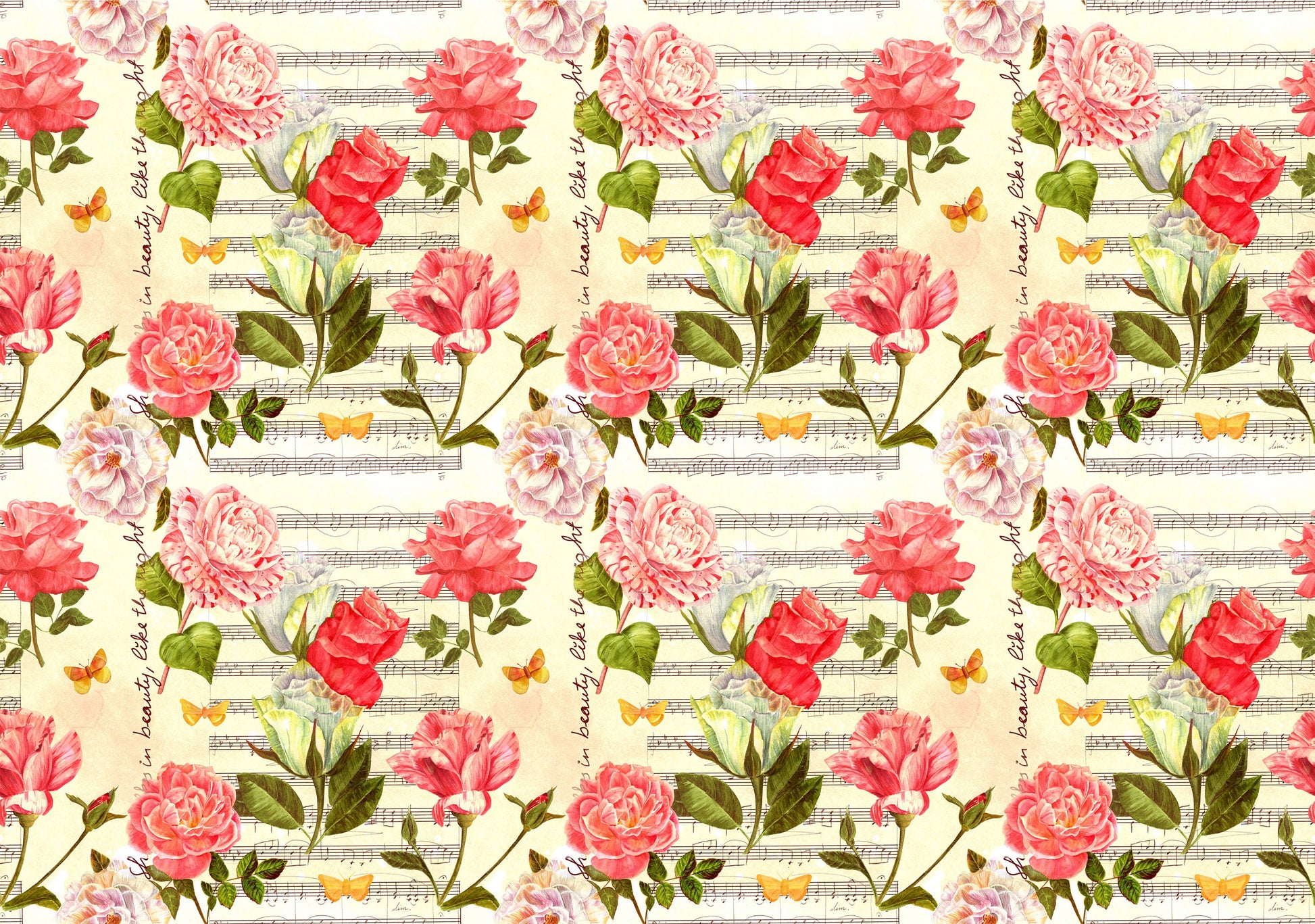 Large Decoupage for Furniture - Vintage Decoupage - Floral Decoupage Paper - Rice Paper - Pink Red Roses
