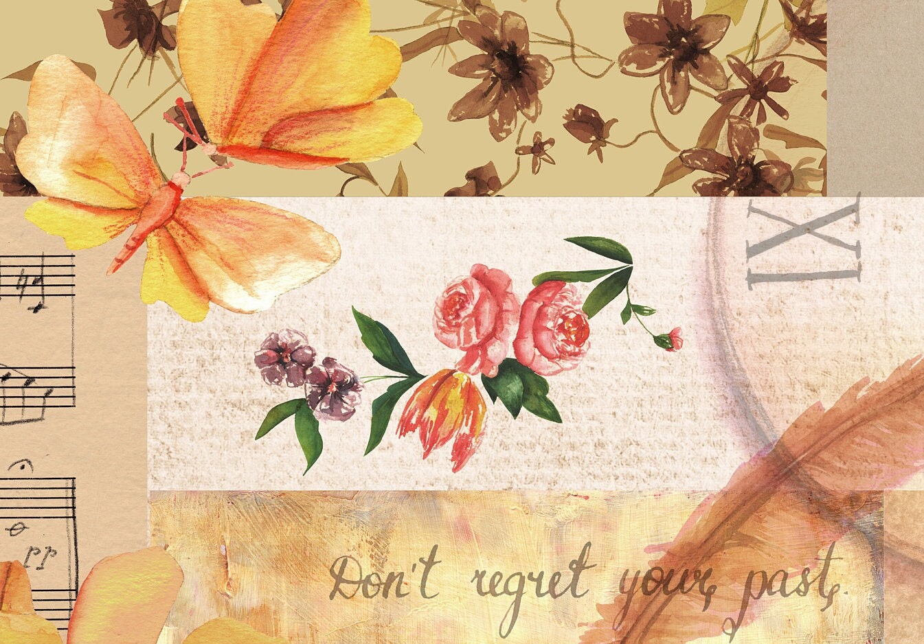 Large Decoupage for Furniture - Vintage Decoupage - Floral Decoupage Paper - Rice Paper - Pink Red Flowers Exotic Bird