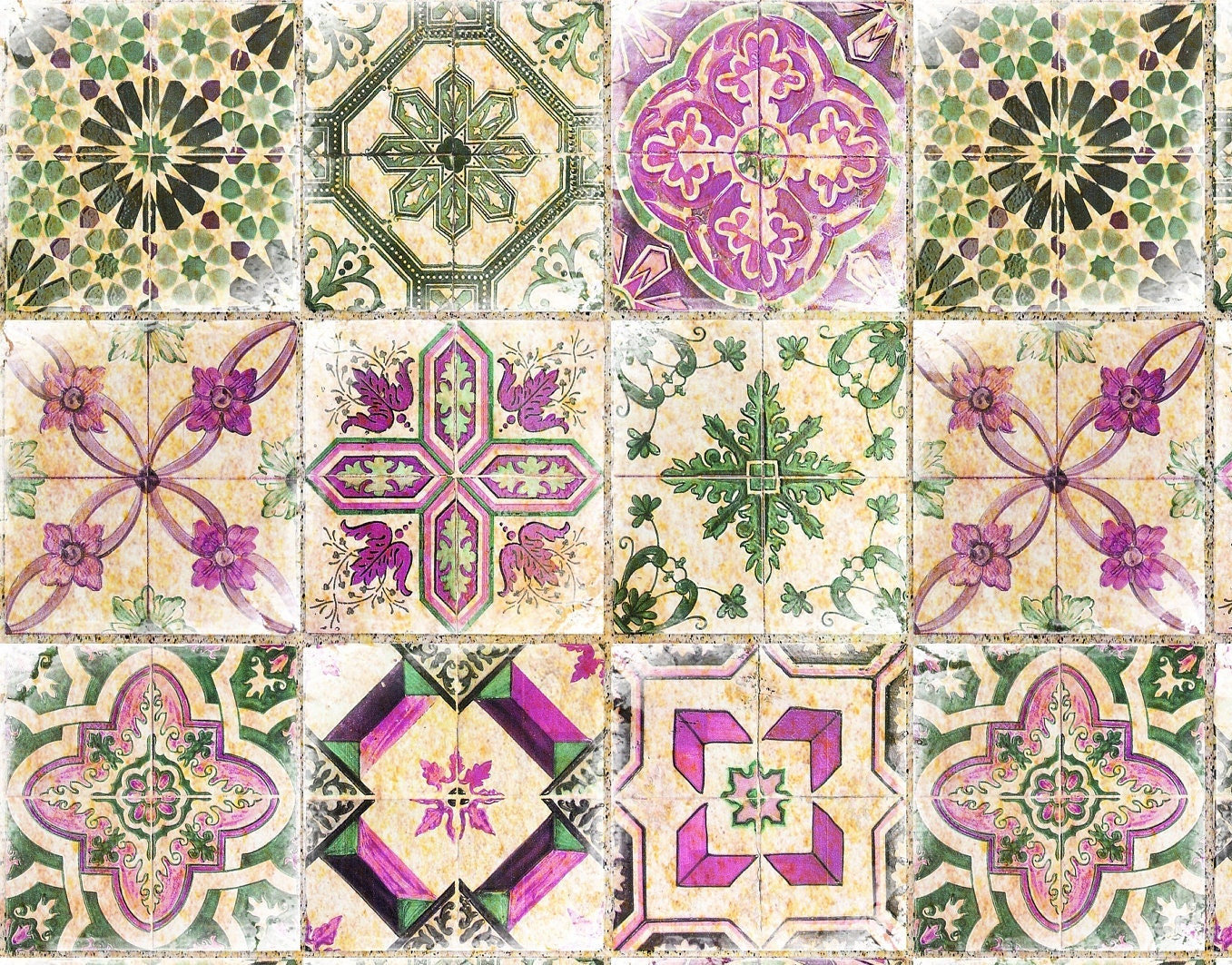 Large Decoupage for Furniture - Rice Paper - Vintage Decoupage - Floral Decoupage Paper - Rice Paper - Colorful Tile