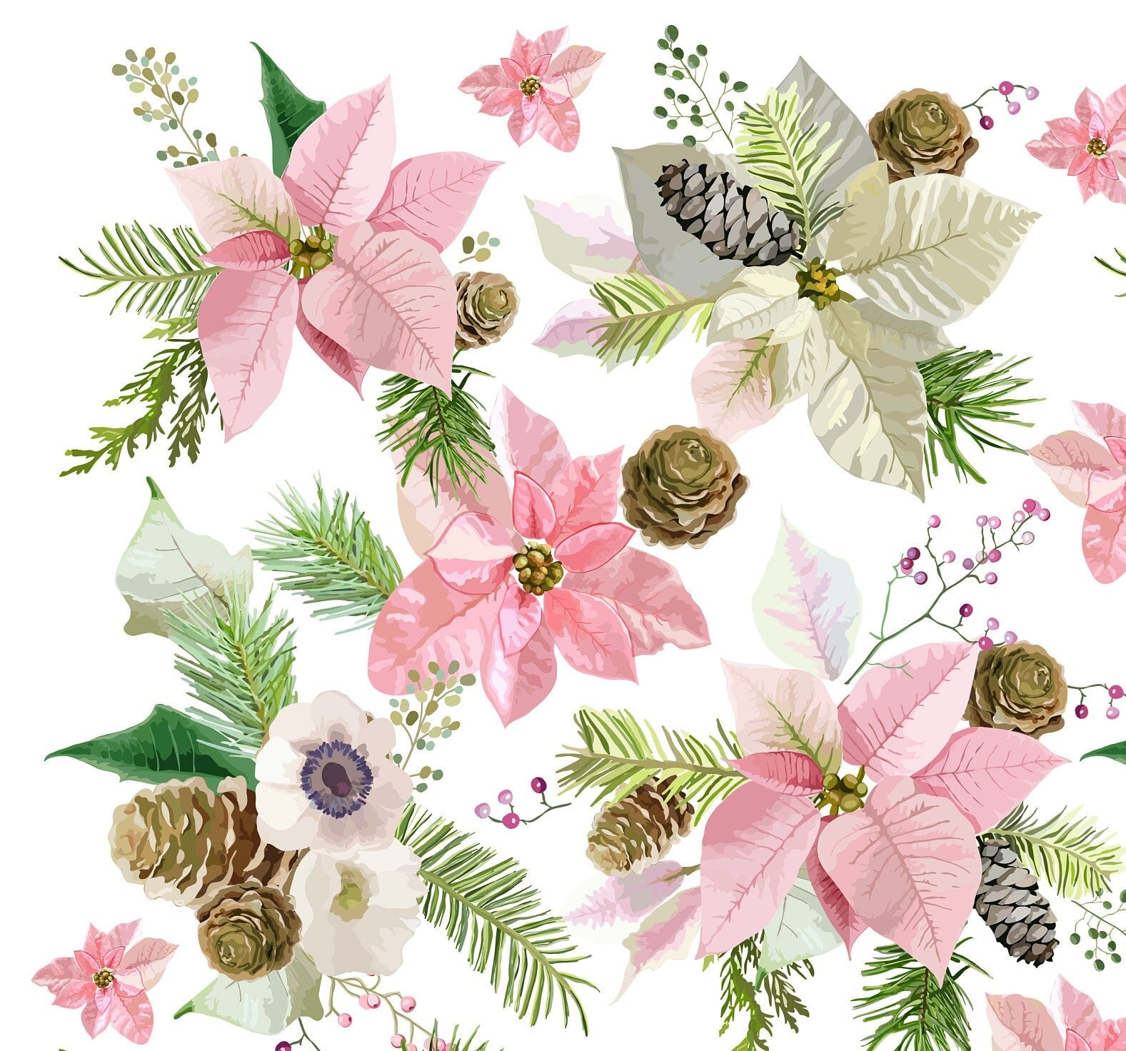Large Decoupage for Furniture - Rice Paper - Vintage Decoupage - Floral Decoupage Paper - Rice Paper - Green Pink Flowers
