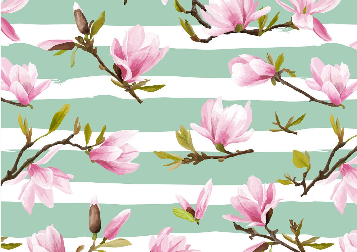 Large Decoupage for Furniture - Rice Paper - Vintage Decoupage - Floral Decoupage Paper - Rice Paper - Green Pink Flowers