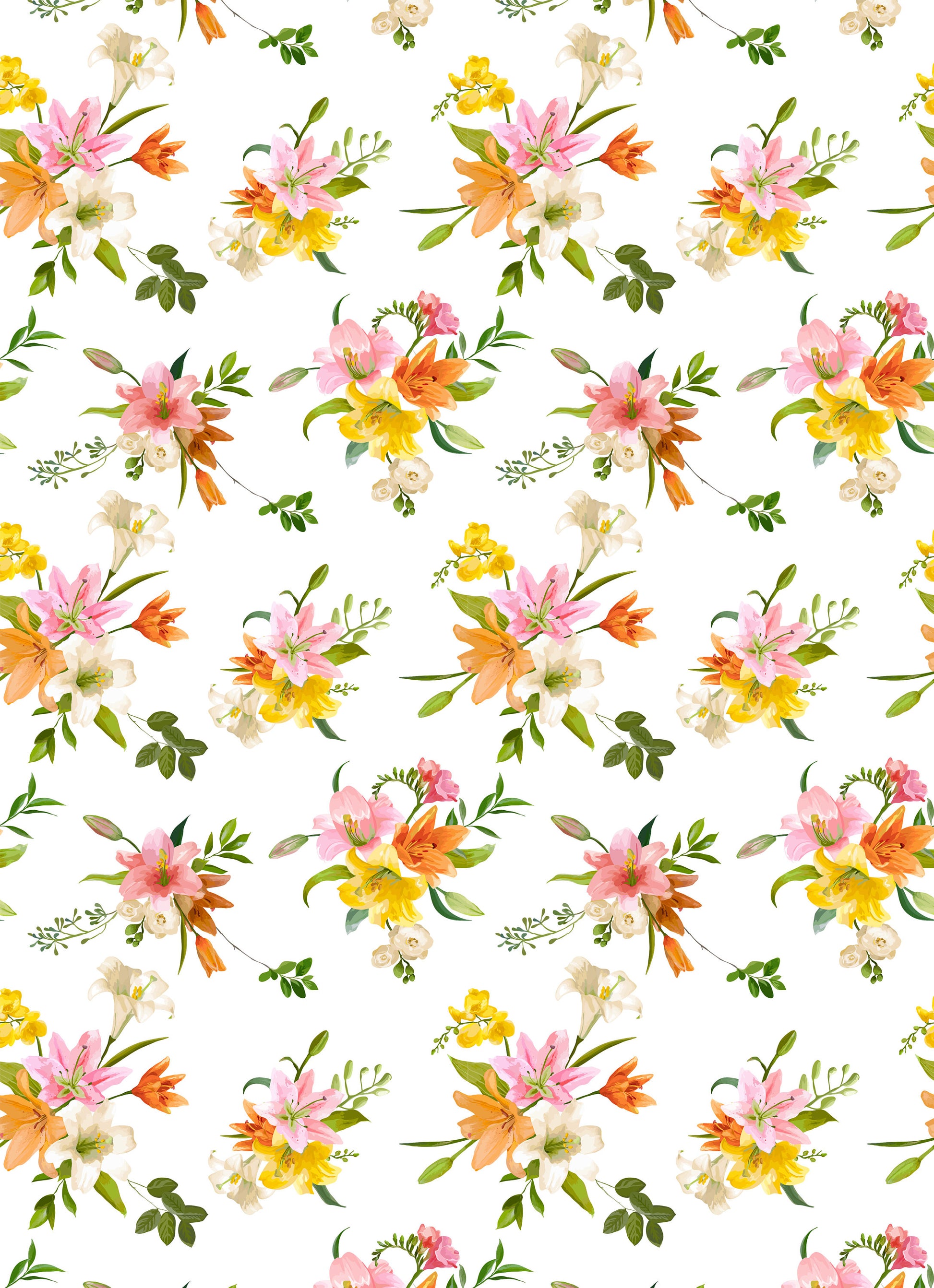 Large Decoupage for Furniture - Rice Paper - Vintage Decoupage - Floral Decoupage Paper - Rice Paper - Green Orange Pink Flowers