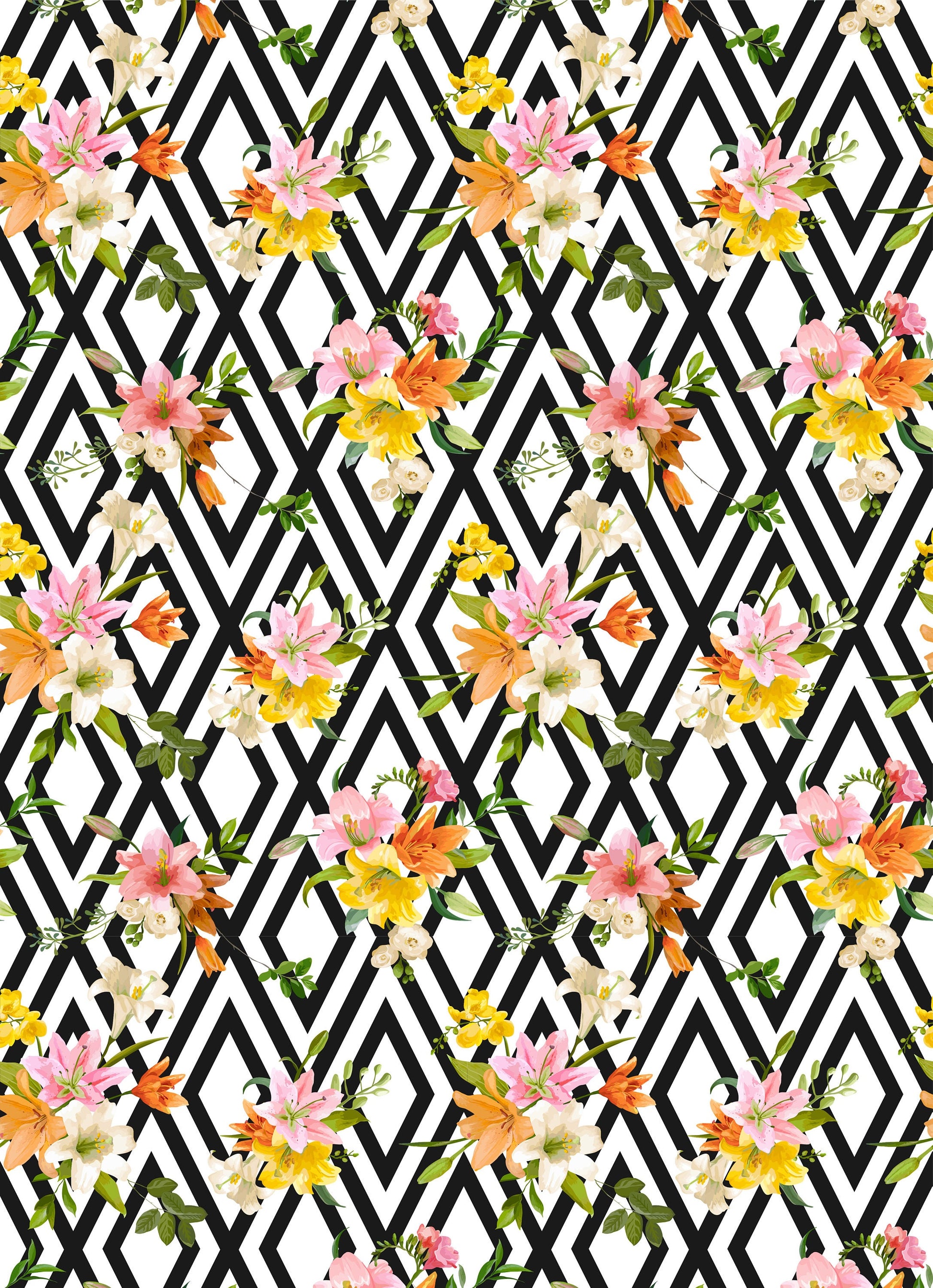 Large Decoupage for Furniture - Rice Paper - Vintage Decoupage - Floral Decoupage Paper - Rice Paper - Green Orange Pink Flowers
