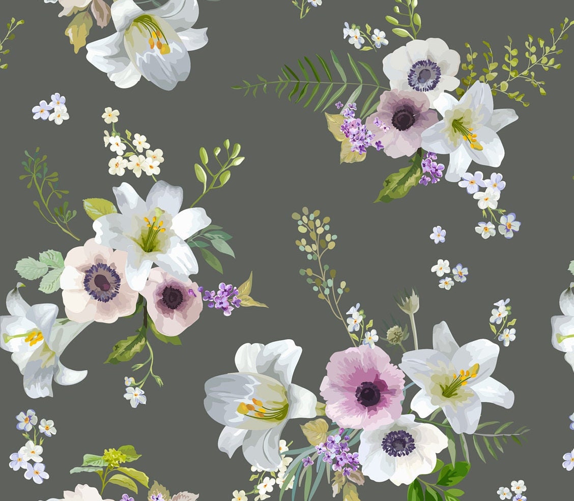 Large Decoupage for Furniture - Rice Paper - Vintage Decoupage - Floral Decoupage Paper - White Grey Pink Flowers