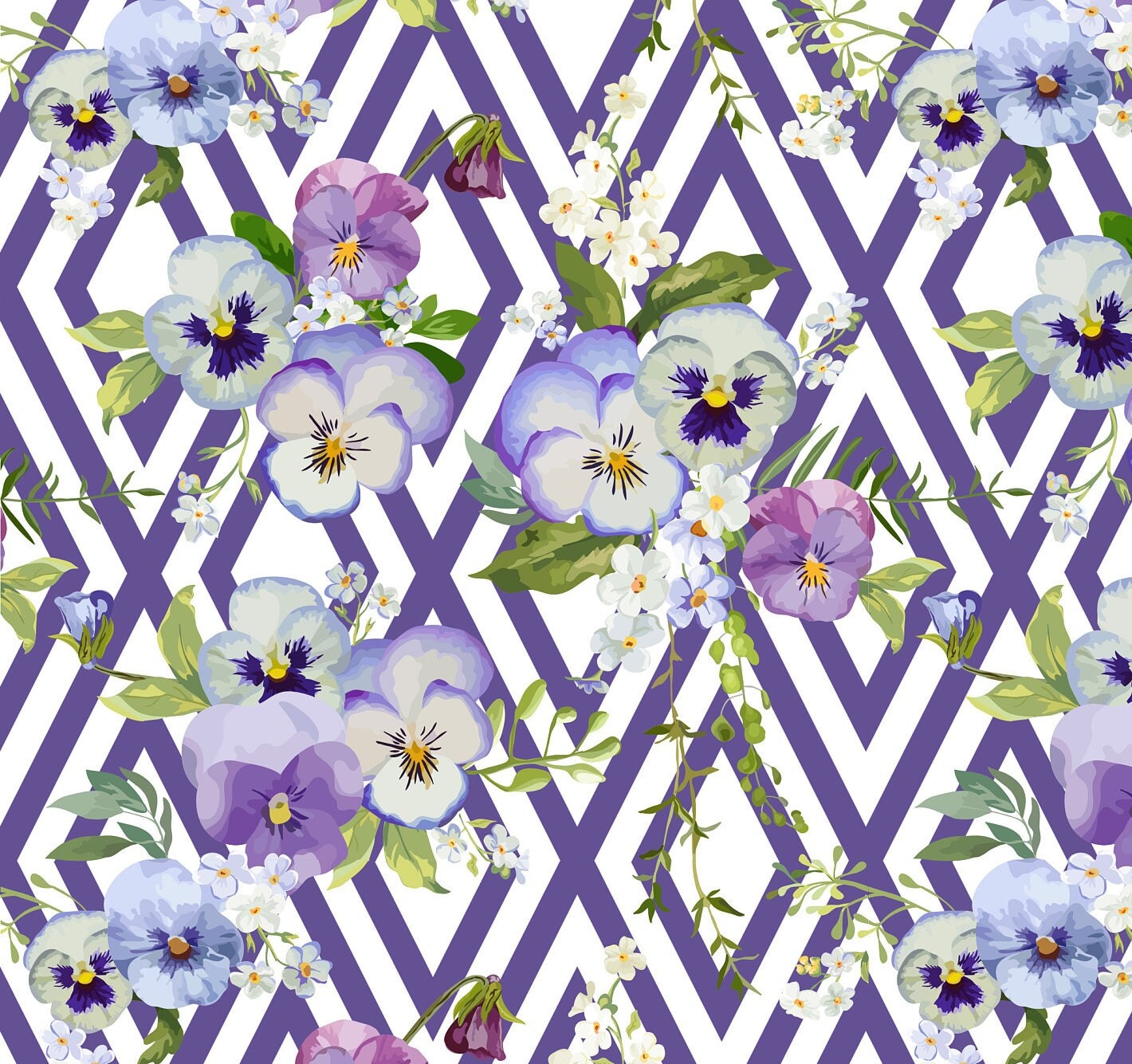 Large Decoupage for Furniture - Rice Paper - Vintage Decoupage - Floral Decoupage Paper - Purple Violet - Diamond Pattern