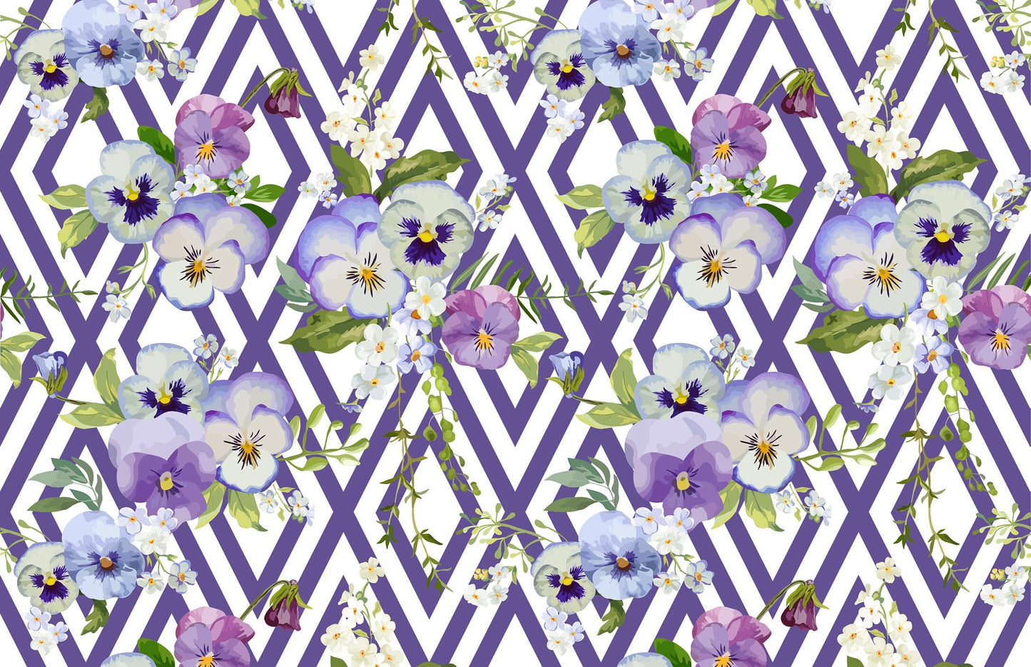 Large Decoupage for Furniture - Rice Paper - Vintage Decoupage - Floral Decoupage Paper - Purple Violet - Diamond Pattern