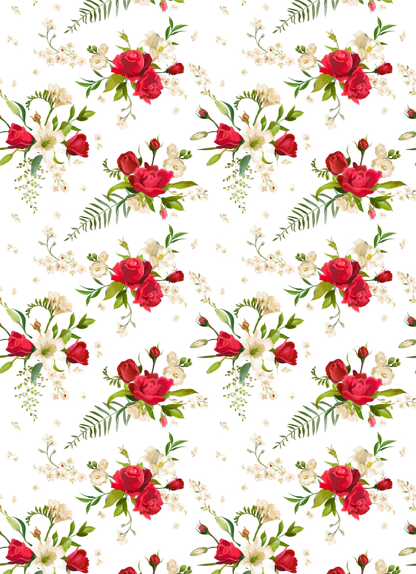 Large Decoupage for Furniture - Rice Paper - Vintage Decoupage - Floral Decoupage Paper - Red Flowers