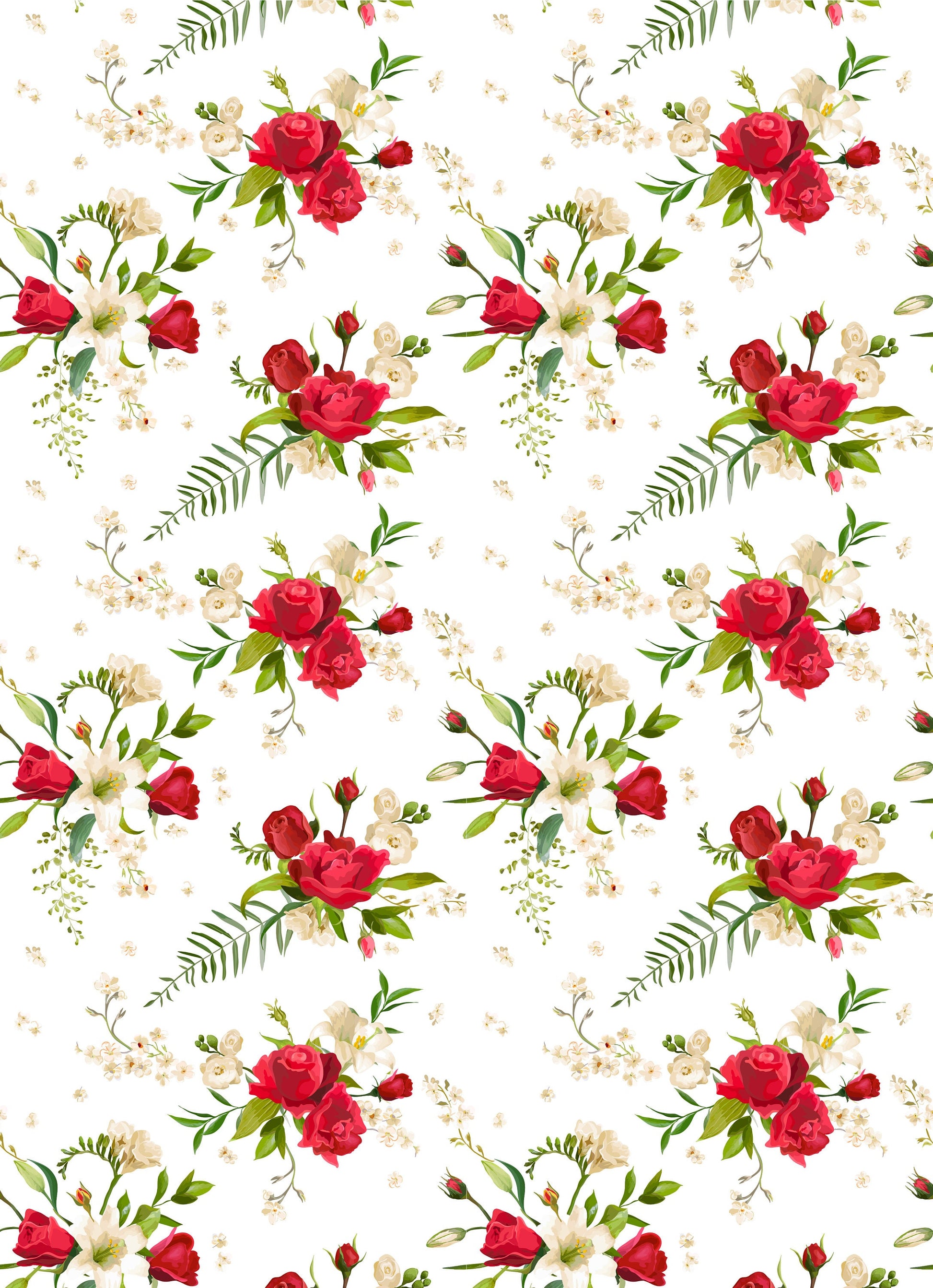 Large Decoupage for Furniture - Rice Paper - Vintage Decoupage - Floral Decoupage Paper - Red Flowers