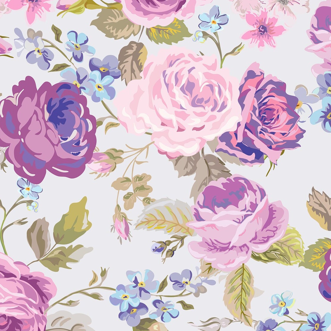 Large Decoupage for Furniture - Rice Paper - Vintage Decoupage - Floral Decoupage Paper - Pink Purple Roses