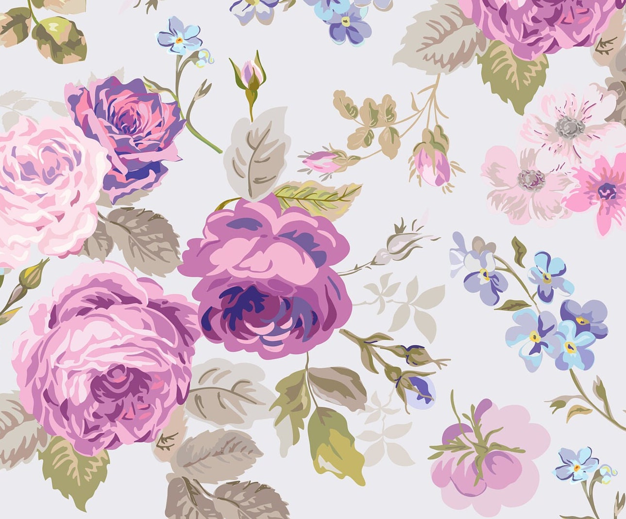 Large Decoupage for Furniture - Rice Paper - Vintage Decoupage - Floral Decoupage Paper - Pink Purple Roses