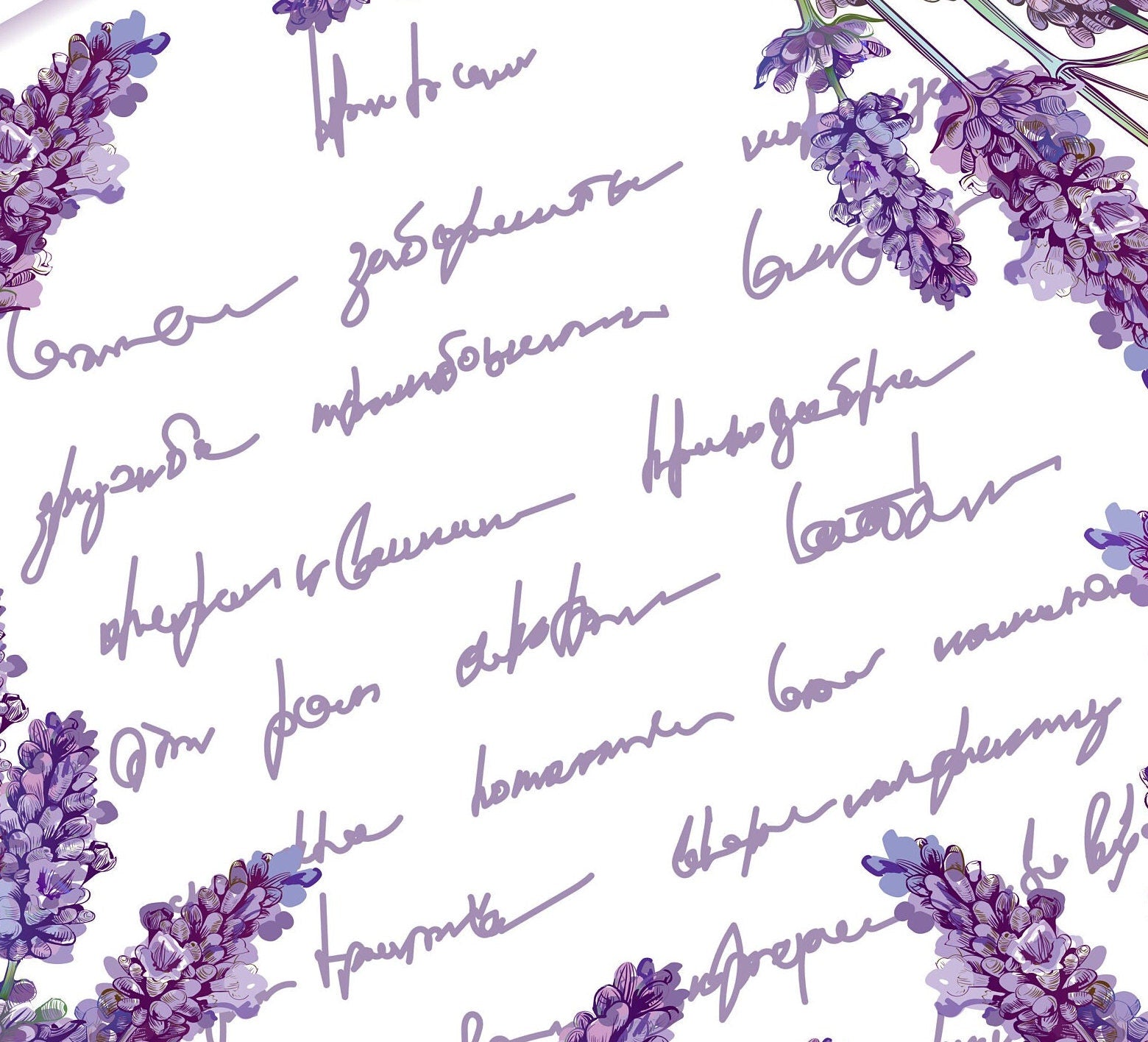 Large Decoupage for Furniture - Rice Paper - Vintage Decoupage - Floral Decoupage Paper - Purple Levander Handwrite