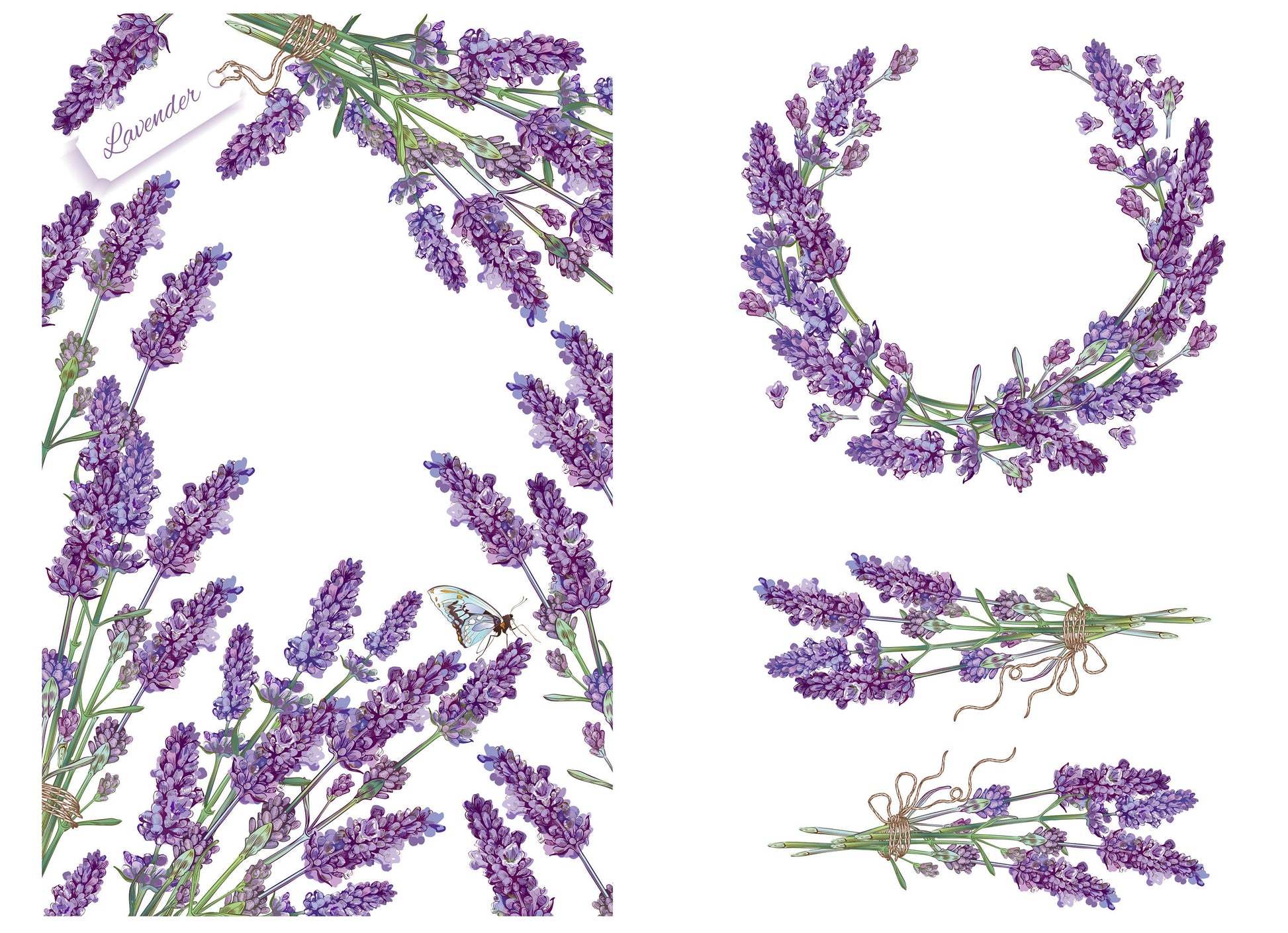 Large Decoupage for Furniture - Rice Paper - Vintage Decoupage - Floral Decoupage Paper - Purple Levander