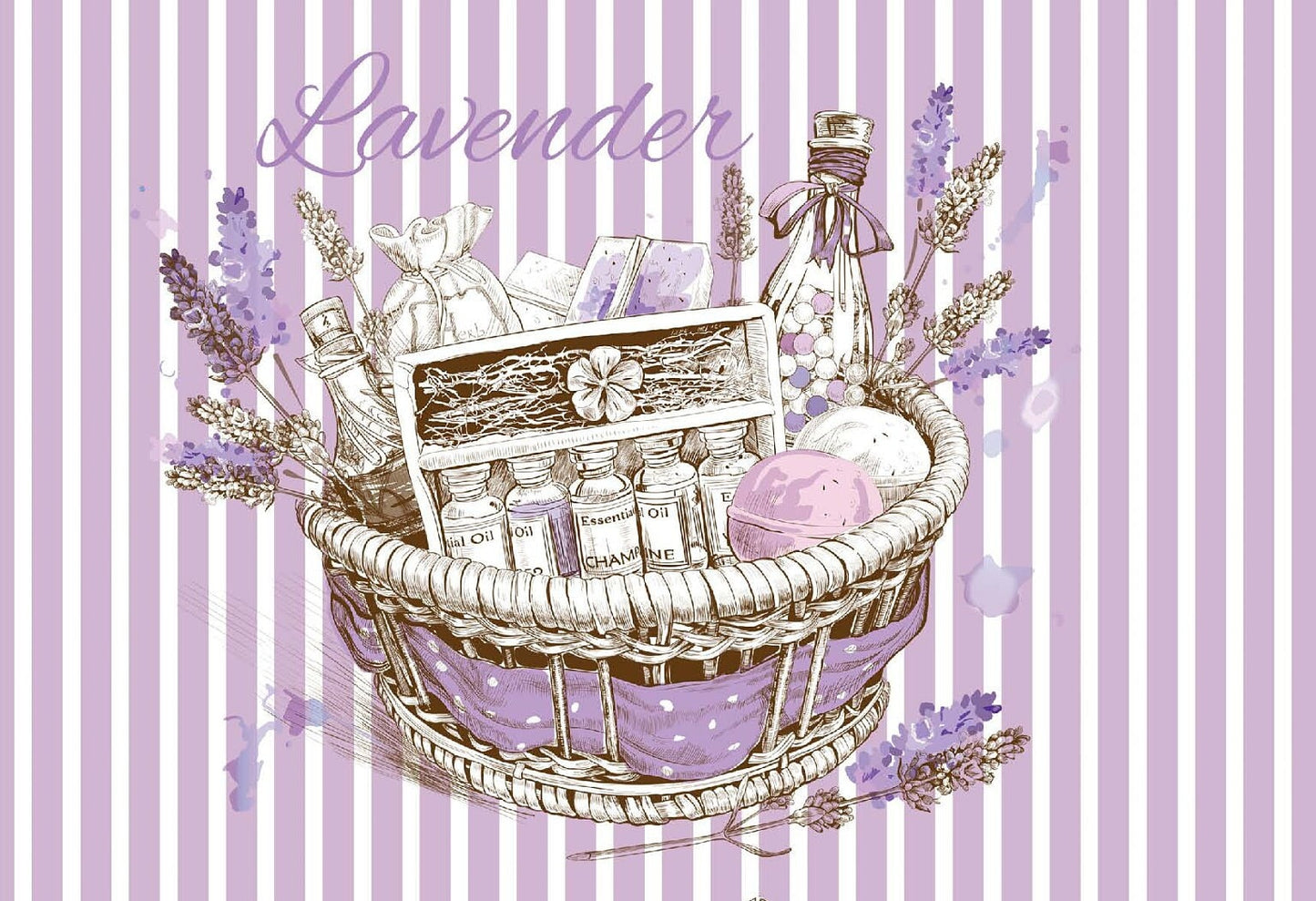 Large Decoupage for Furniture - Rice Paper - Vintage Decoupage - Floral Decoupage Paper - Purple Levander Stripe Packing