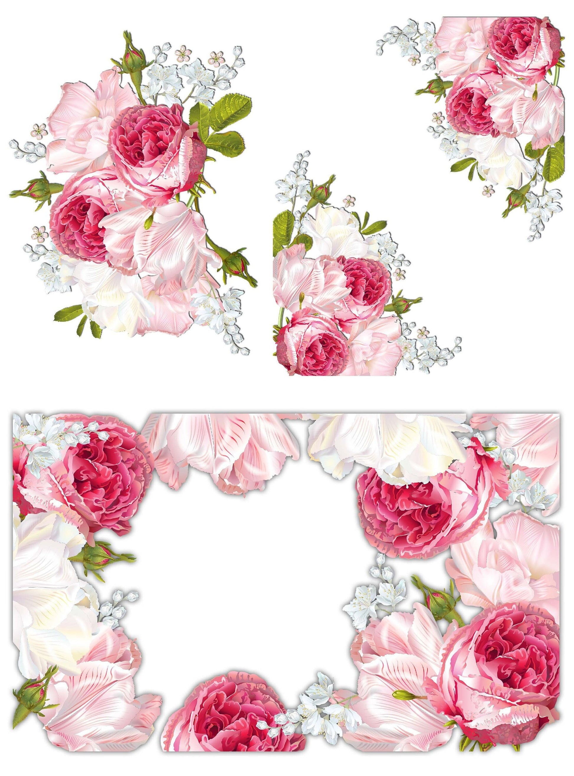 Roses - Large Decoupage for Furniture - Rice Paper - Vintage Decoupage - Floral Decoupage Paper
