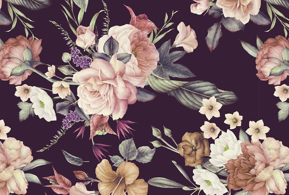 Large Decoupage for Furniture - Rice Paper - Vintage Decoupage - Floral Decoupage Paper - Dark Background