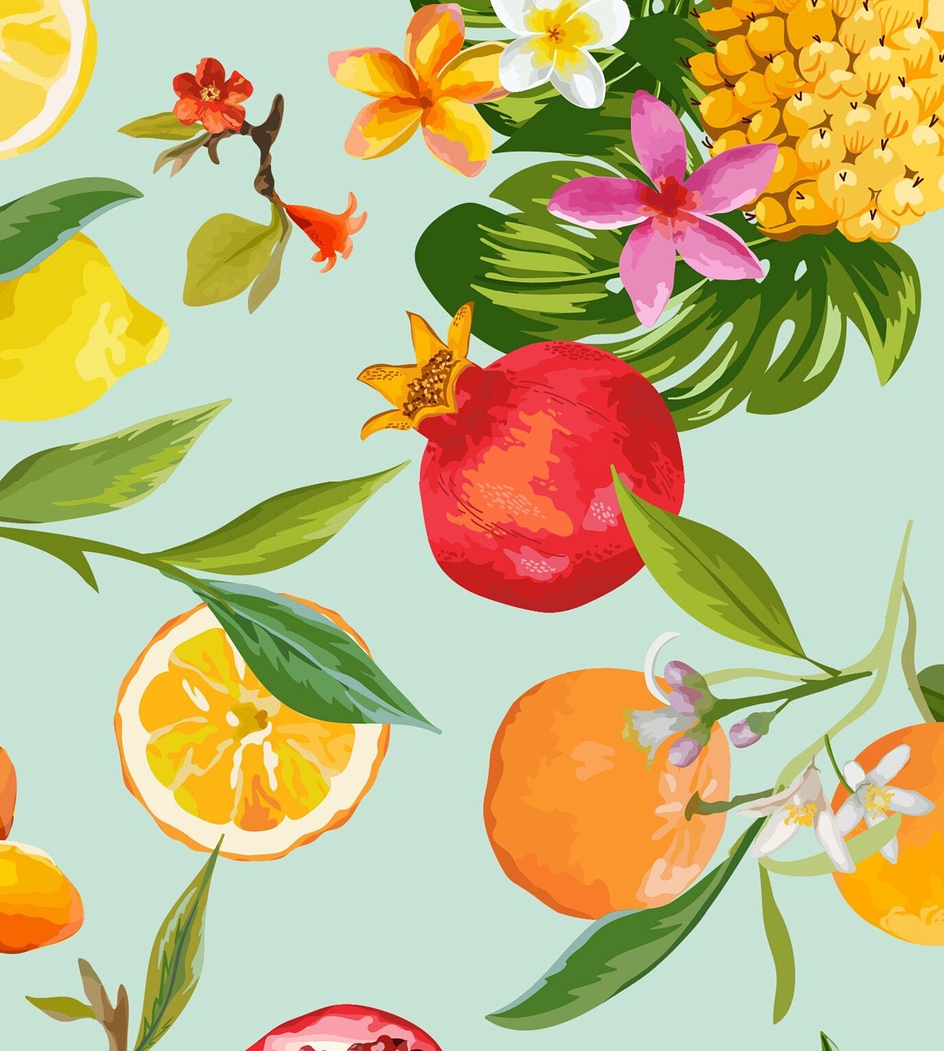 Large Decoupage for Furniture - Rice Paper - Vintage Decoupage - Floral Decoupage Paper - Summer Fruits Pineapple Lemon