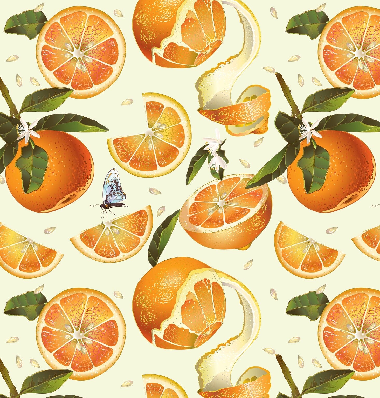 Large Decoupage for Furniture - Rice Paper - Vintage Decoupage - Floral Decoupage Paper - Summer Fruit Orange
