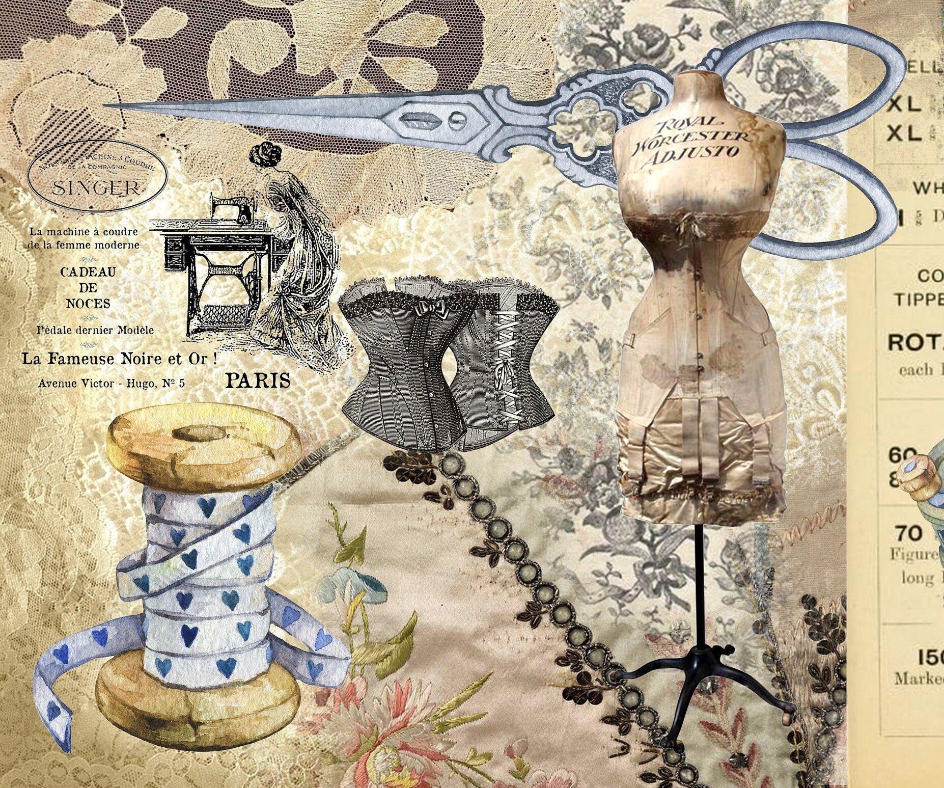 Large Decoupage for Furniture - Rice Paper - Vintage Decoupage - Floral Decoupage Paper - Tailor