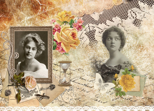 Large Decoupage for Furniture - Rice Paper - Vintage Decoupage - Floral Decoupage Paper - Women Portrait
