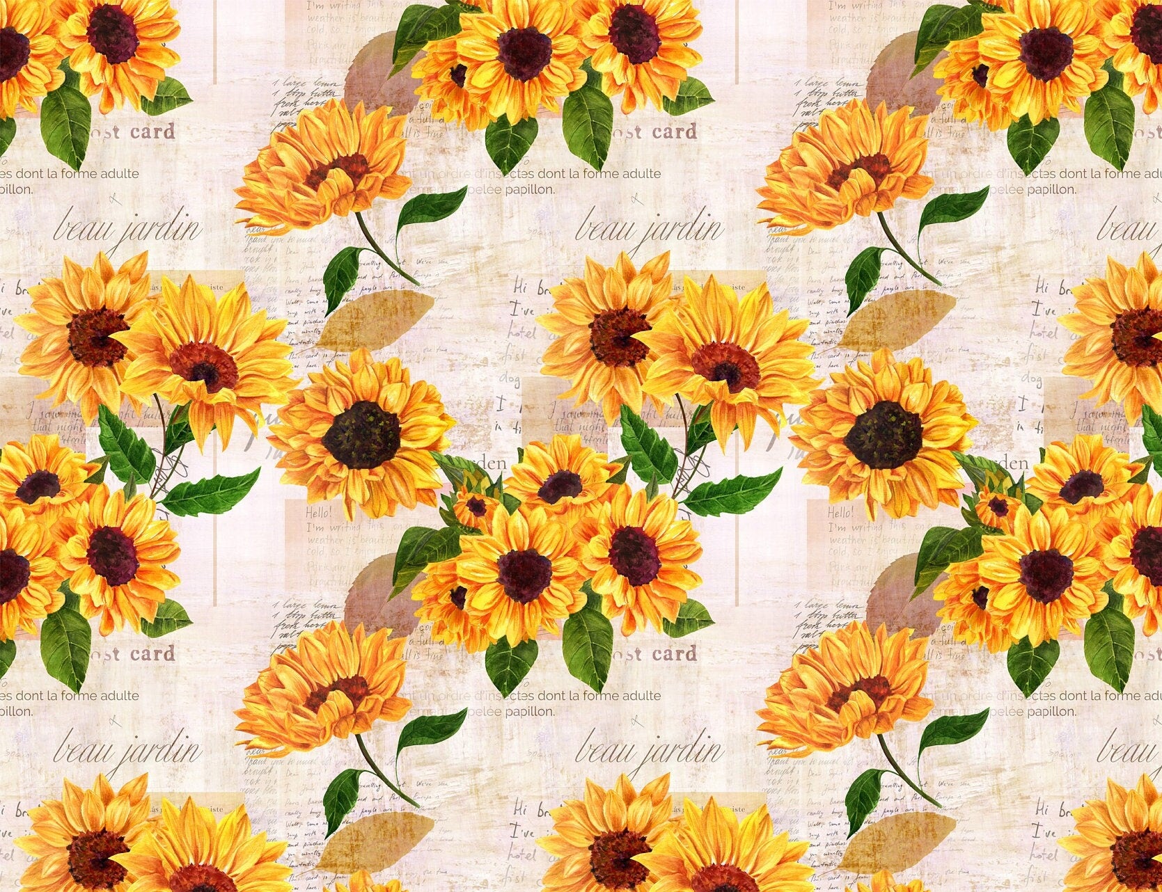 Large Decoupage for Furniture - Rice Paper - Vintage Decoupage - Floral Decoupage Paper - Sunflower