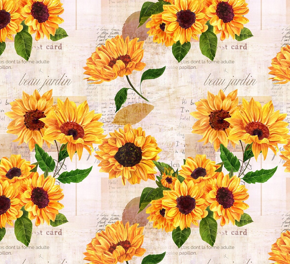 Large Decoupage for Furniture - Rice Paper - Vintage Decoupage - Floral Decoupage Paper - Sunflower