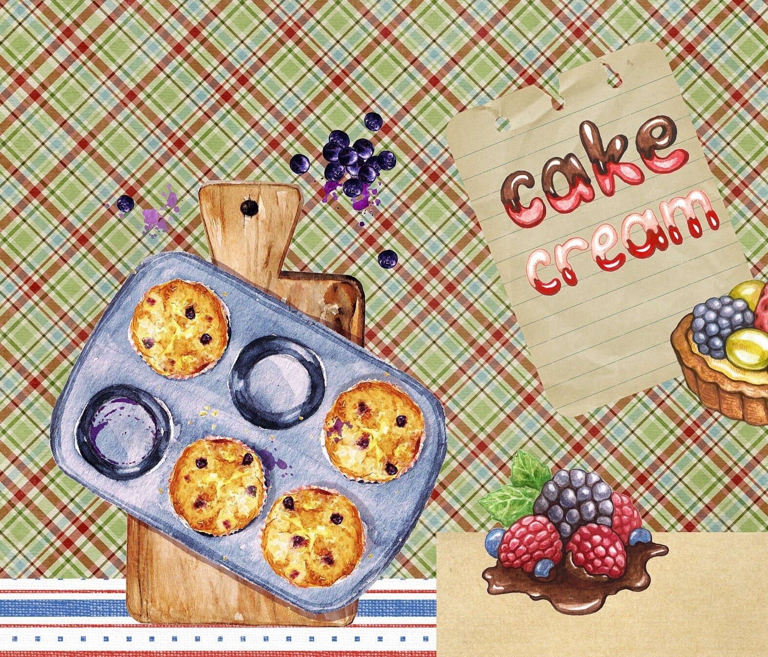 Large Decoupage for Furniture - Rice Paper - Vintage Decoupage - Floral Decoupage Paper - Cake Berry Muffin