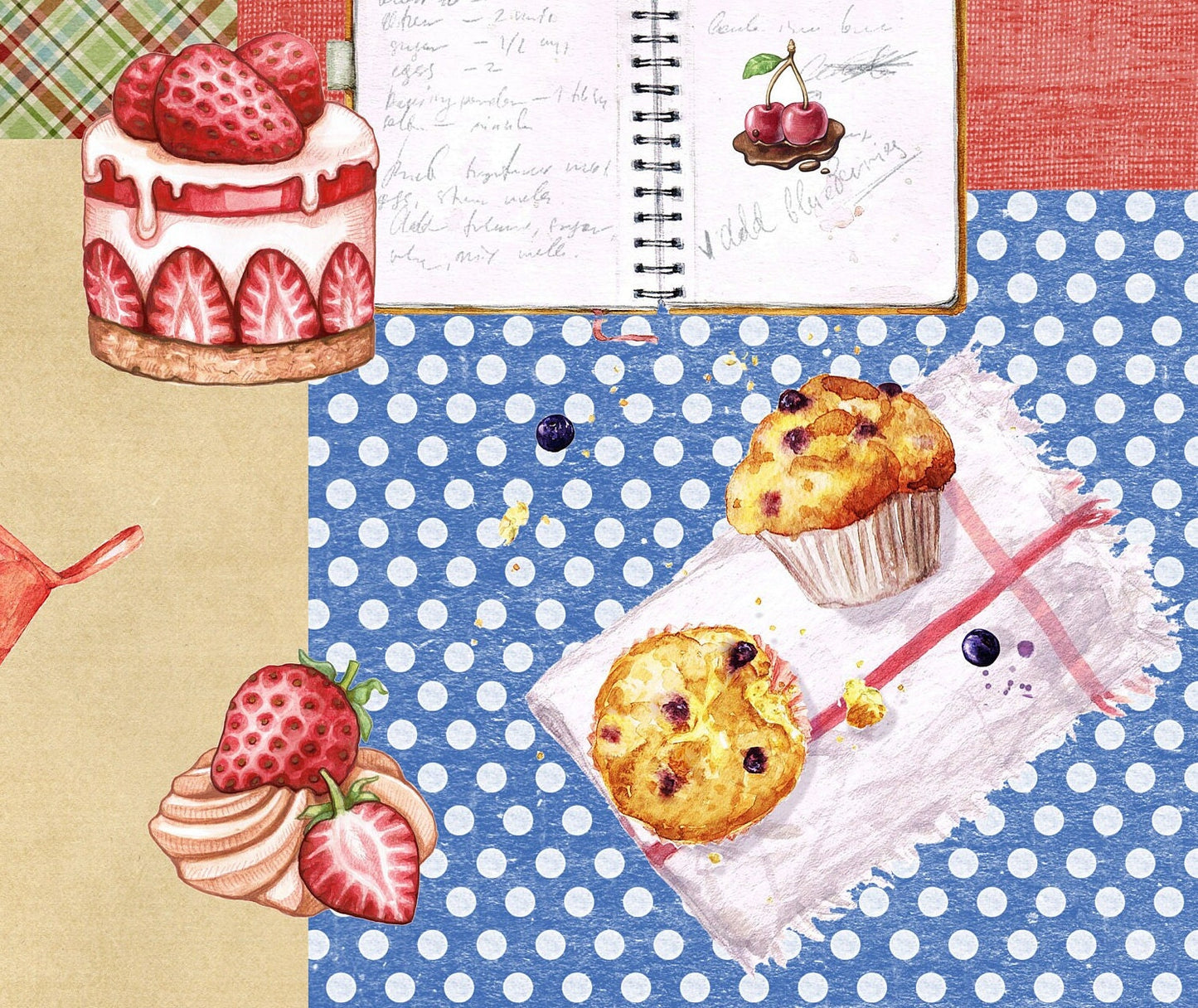 Large Decoupage for Furniture - Rice Paper - Vintage Decoupage - Floral Decoupage Paper - Cake Berry Muffin