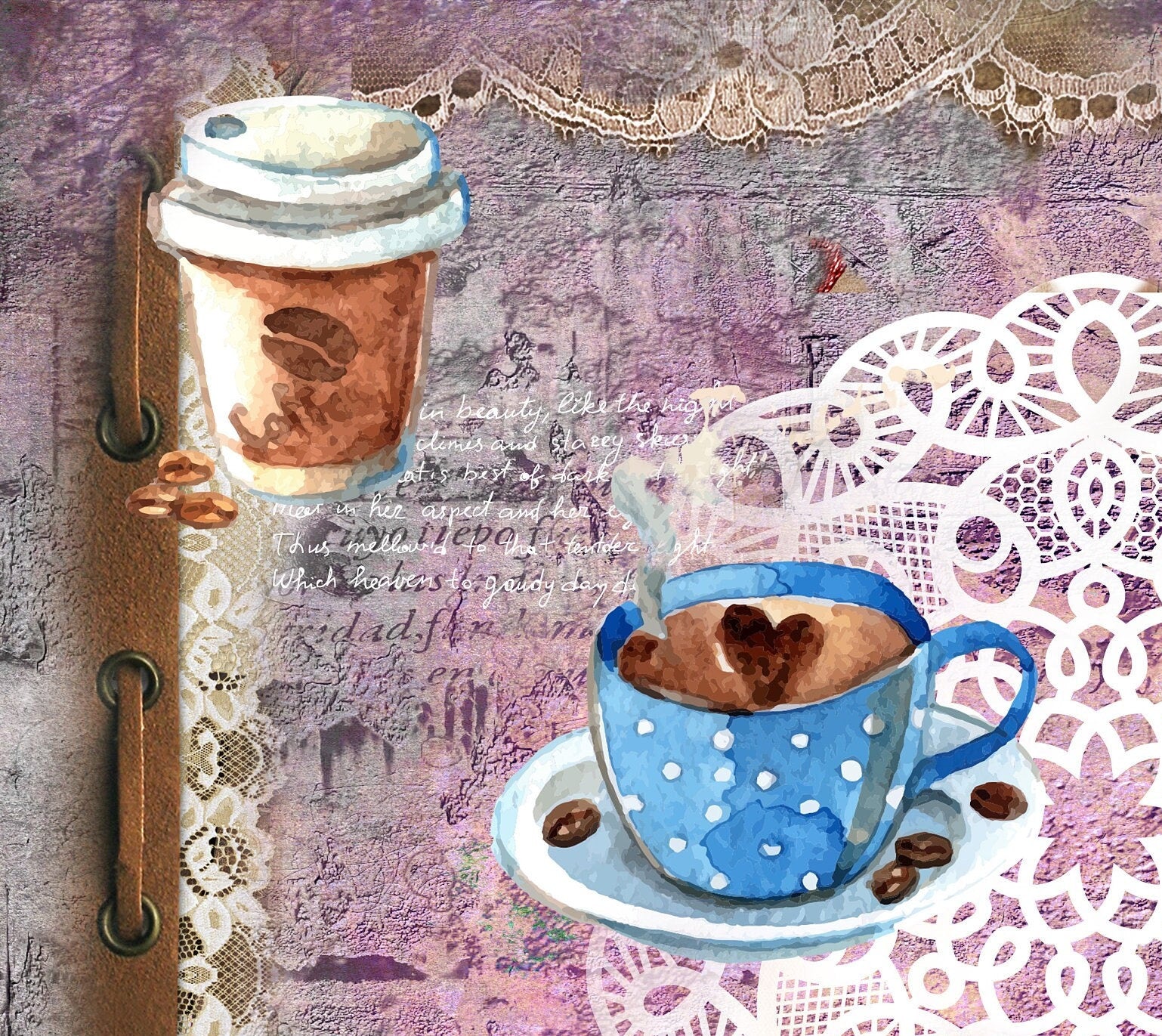Large Decoupage for Furniture - Rice Paper - Vintage Decoupage - Floral Decoupage Paper - Coffee Cake
