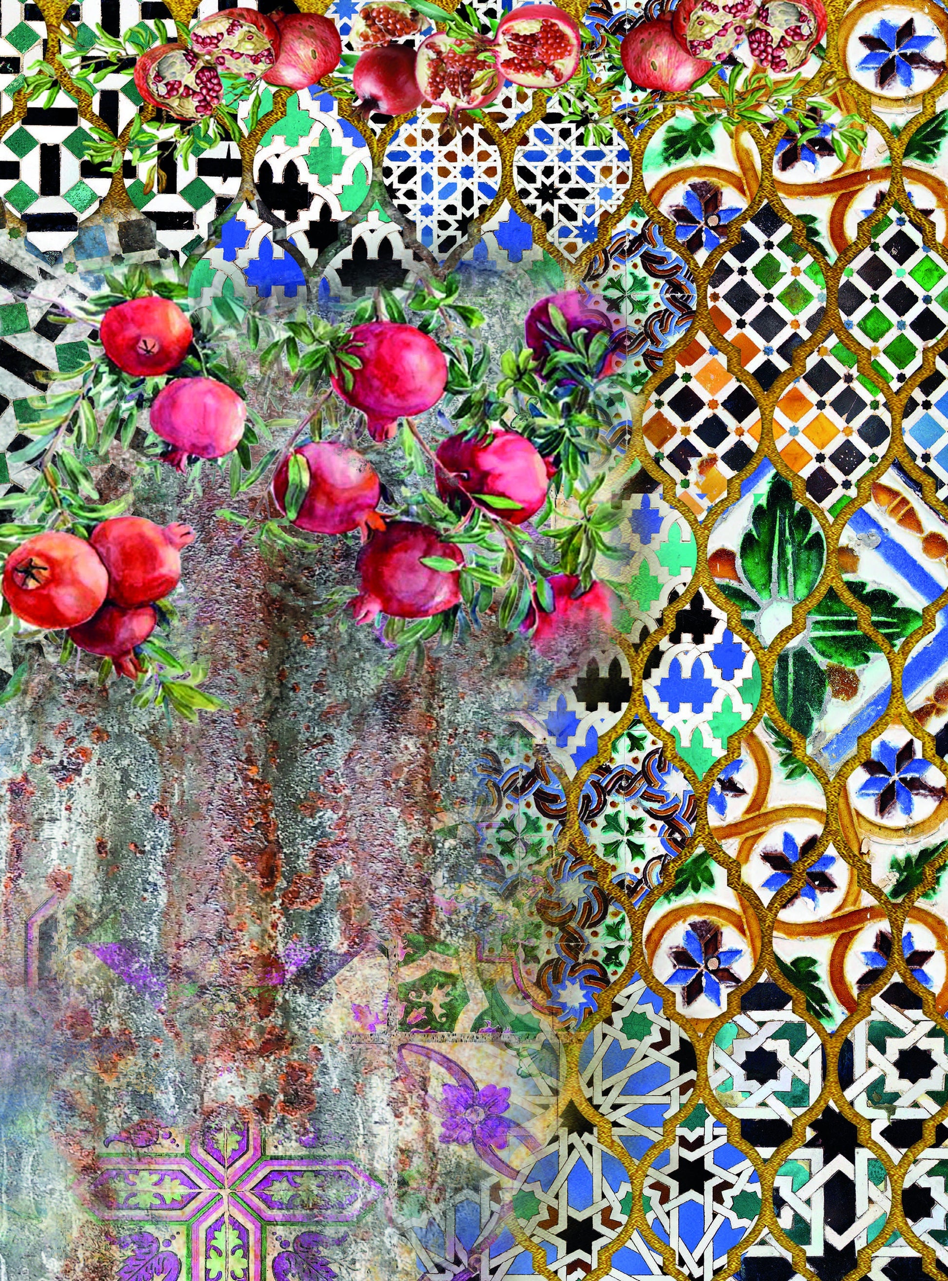 Large Decoupage for Furniture - Rice Paper - Vintage Decoupage - Floral Decoupage Paper - Pomegranate Fruit