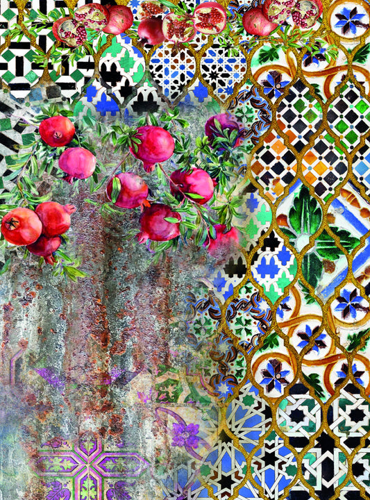 Large Decoupage for Furniture - Rice Paper - Vintage Decoupage - Floral Decoupage Paper - Pomegranate Fruit