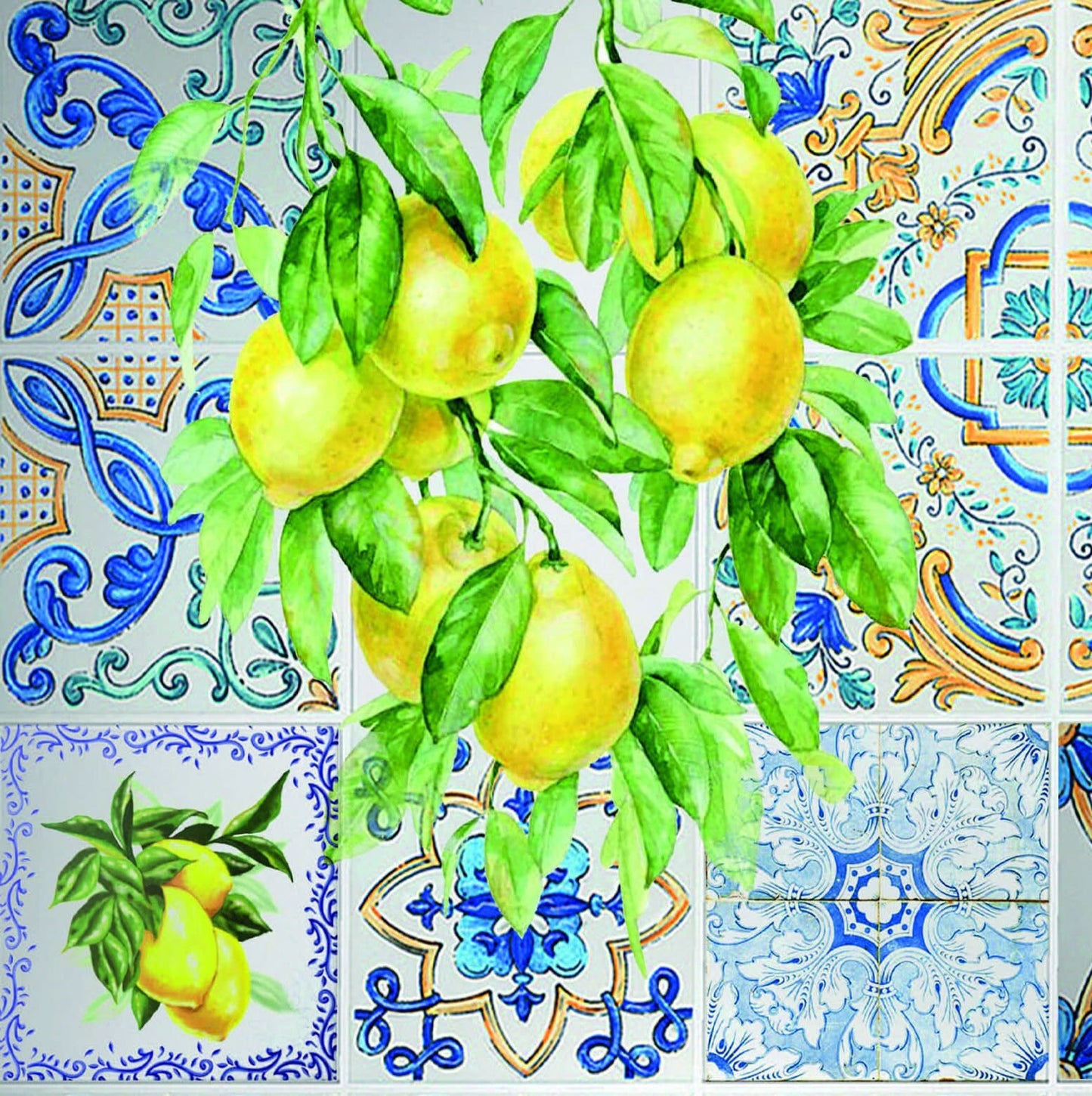 Large Decoupage for Furniture - Rice Paper - Vintage Decoupage - Floral Decoupage Paper - Lemon Fruit