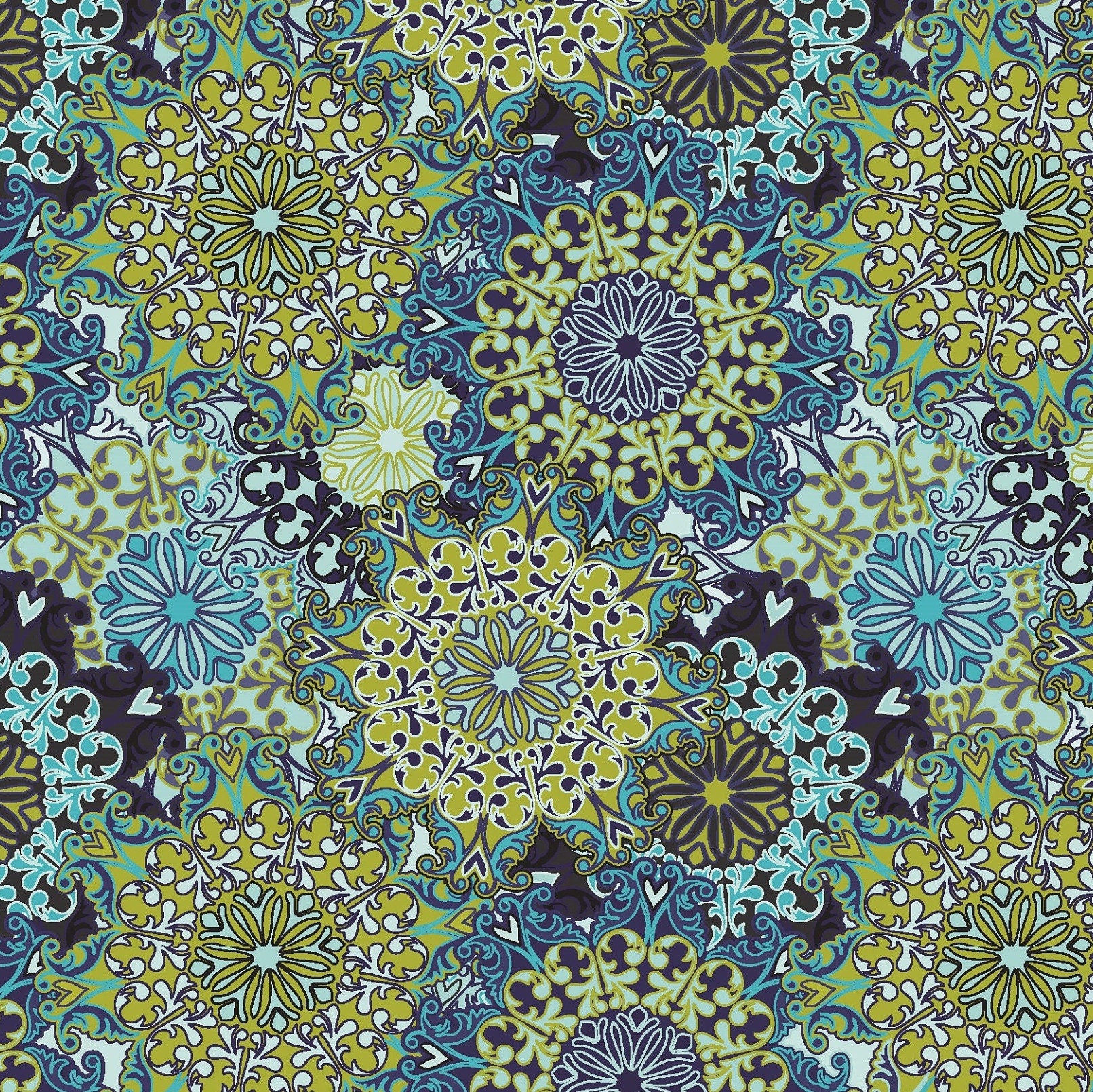 Large Decoupage for Furniture - Rice Paper - Vintage Decoupage - Floral Decoupage Paper - Authentic Pattern Tile - Green Mandala