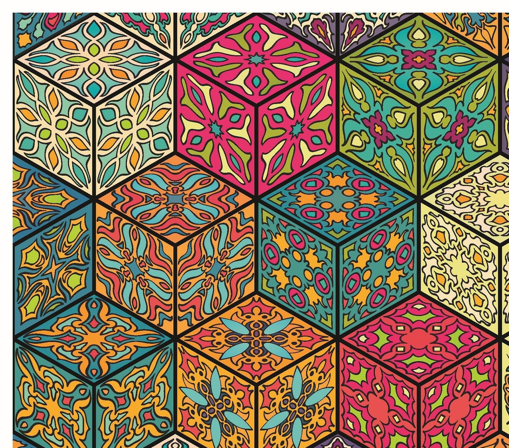 Large Decoupage for Furniture - Rice Paper - Vintage Decoupage - Floral Decoupage Paper - Authentic Pattern Tile - Colorful Mandala