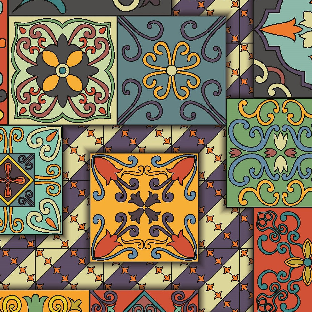Large Decoupage for Furniture - Rice Paper - Vintage Decoupage - Floral Decoupage Paper - Authentic Pattern Tile - Moroccon