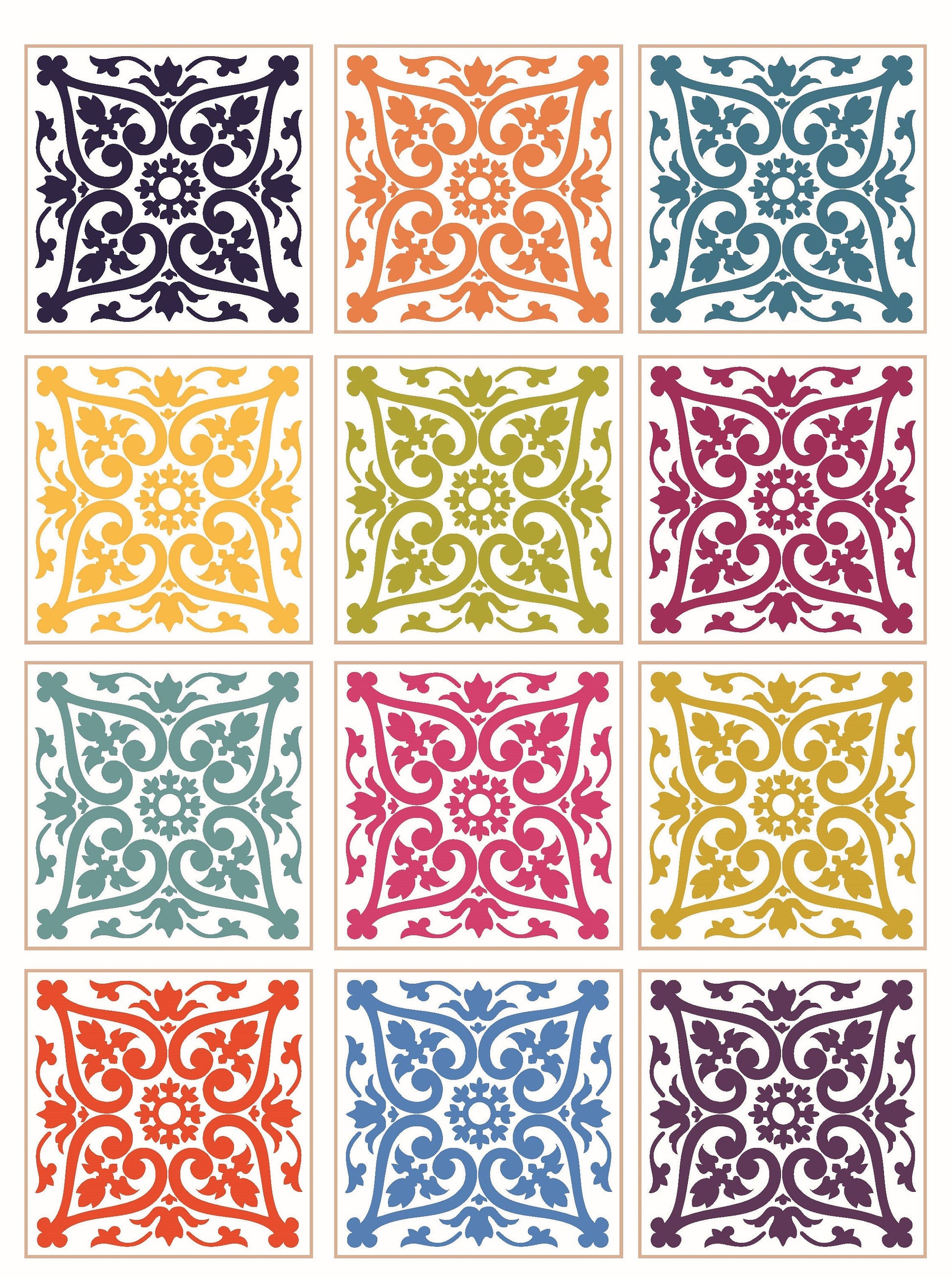 Authentic Pattern - Large Decoupage for Furniture - Rice Paper - Vintage Decoupage - Decoupage Paper - Colorful Tile