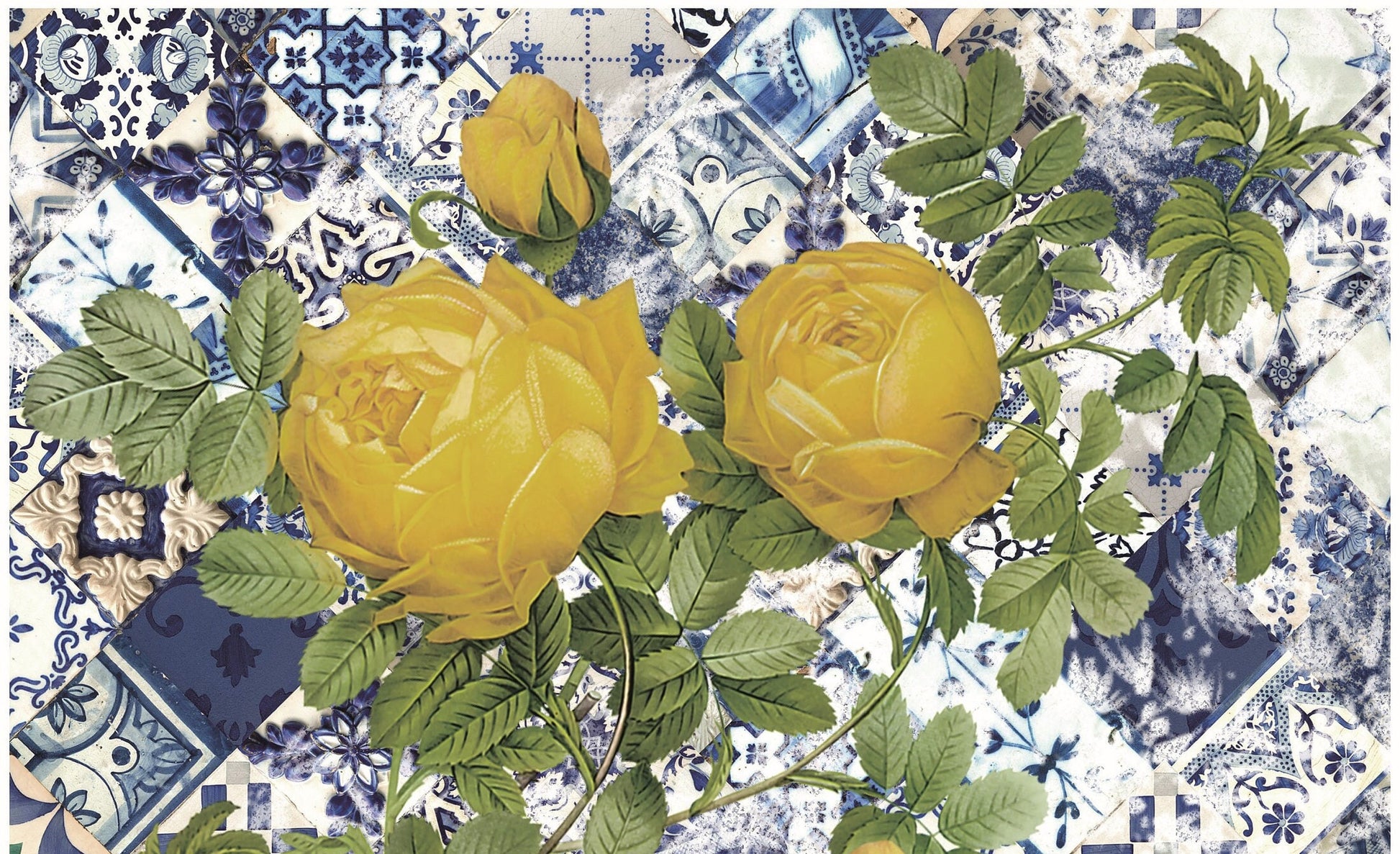 Authentic Pattern - Large Decoupage for Furniture - Rice Paper - Vintage Decoupage - Decoupage Paper - Yellow Rose
