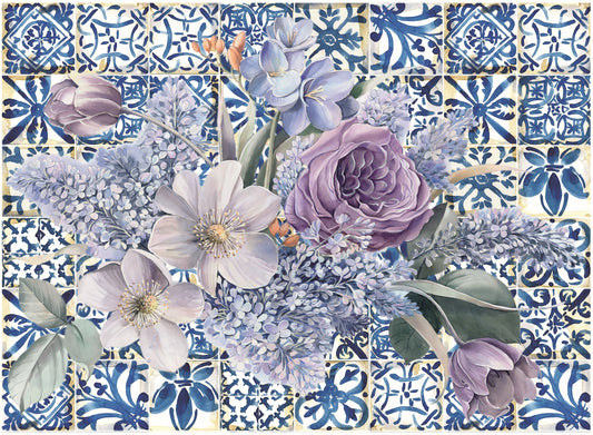Authentic Pattern Flowers - Large Decoupage for Furniture - Rice Paper - Vintage Decoupage - Decoupage Paper