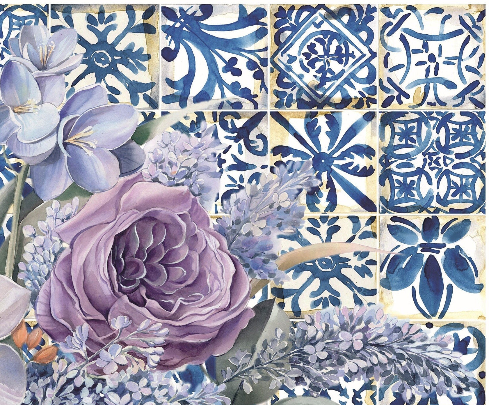 Authentic Pattern Flowers - Large Decoupage for Furniture - Rice Paper - Vintage Decoupage - Decoupage Paper