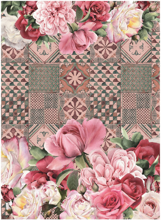 Authentic Pattern Flowers - Large Decoupage for Furniture - Rice Paper - Vintage Decoupage - Decoupage Paper
