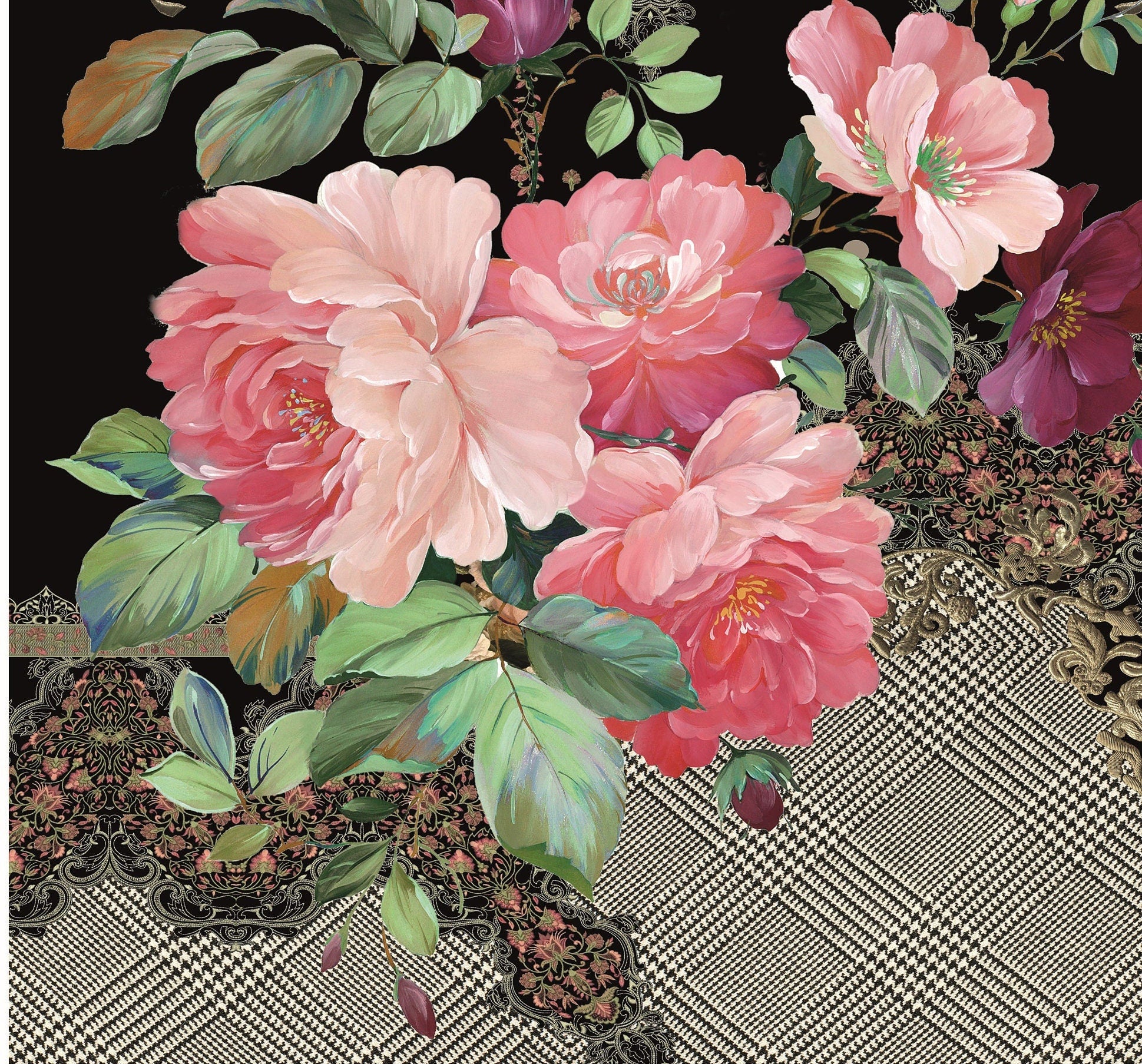 Authentic Pattern Flowers - Large Decoupage for Furniture - Rice Paper - Vintage Decoupage - Decoupage Paper