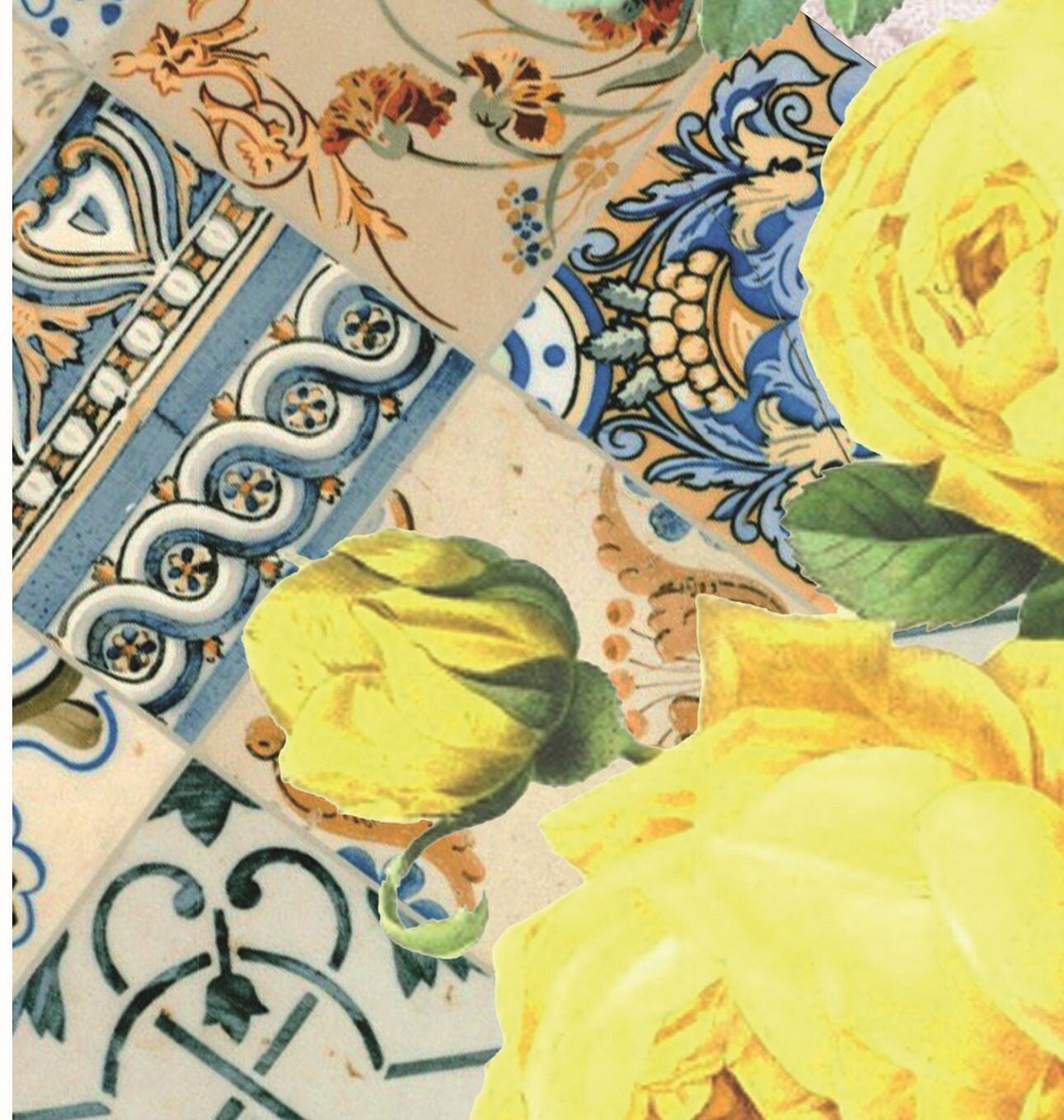 Authentic Pattern Yellow Roses - Large Decoupage for Furniture - Rice Paper - Vintage Decoupage - Decoupage Paper