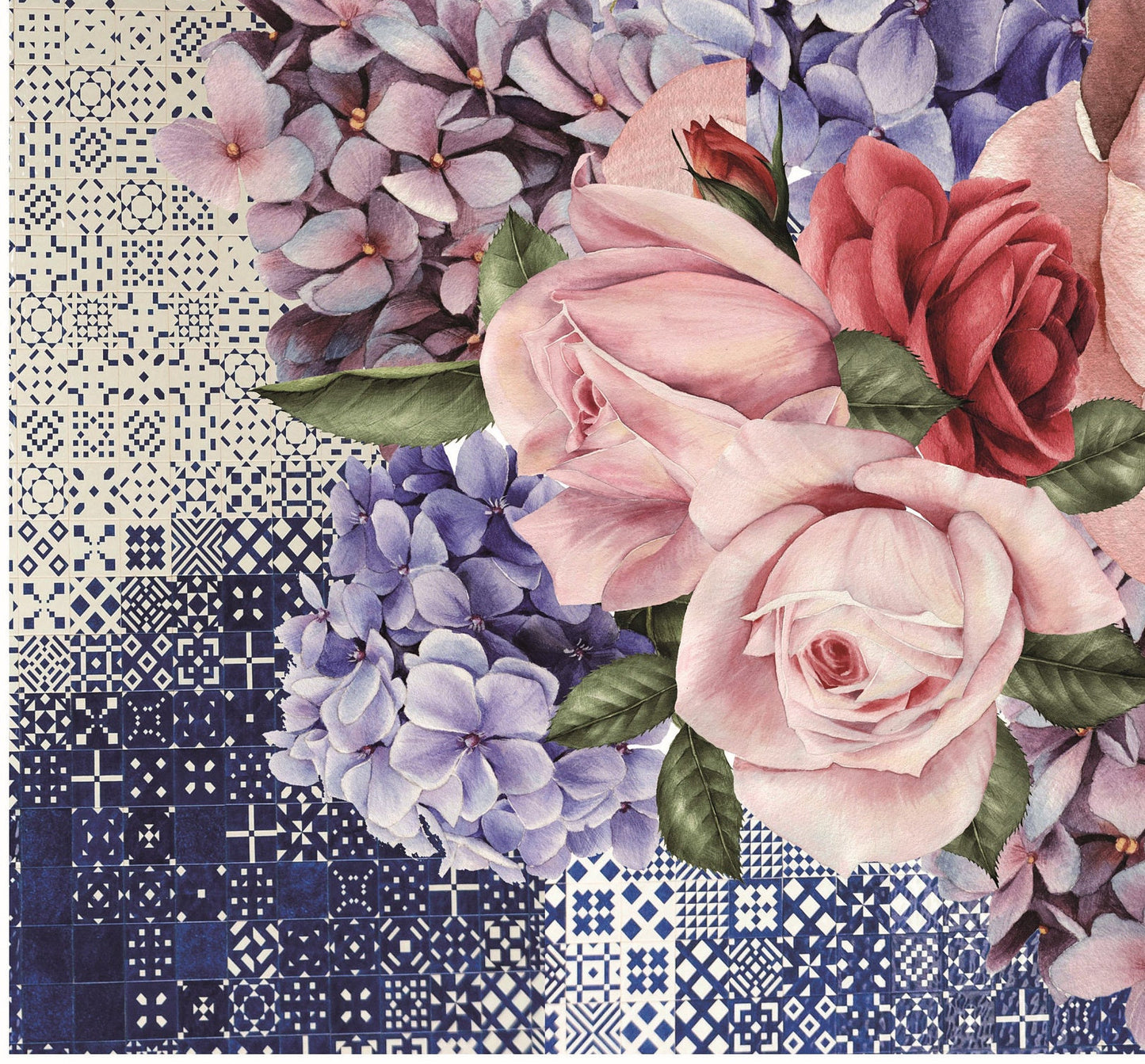 Pink Roses - Large Decoupage for Furniture - Rice Paper - Vintage Decoupage - Decoupage Paper - Shabby Chic