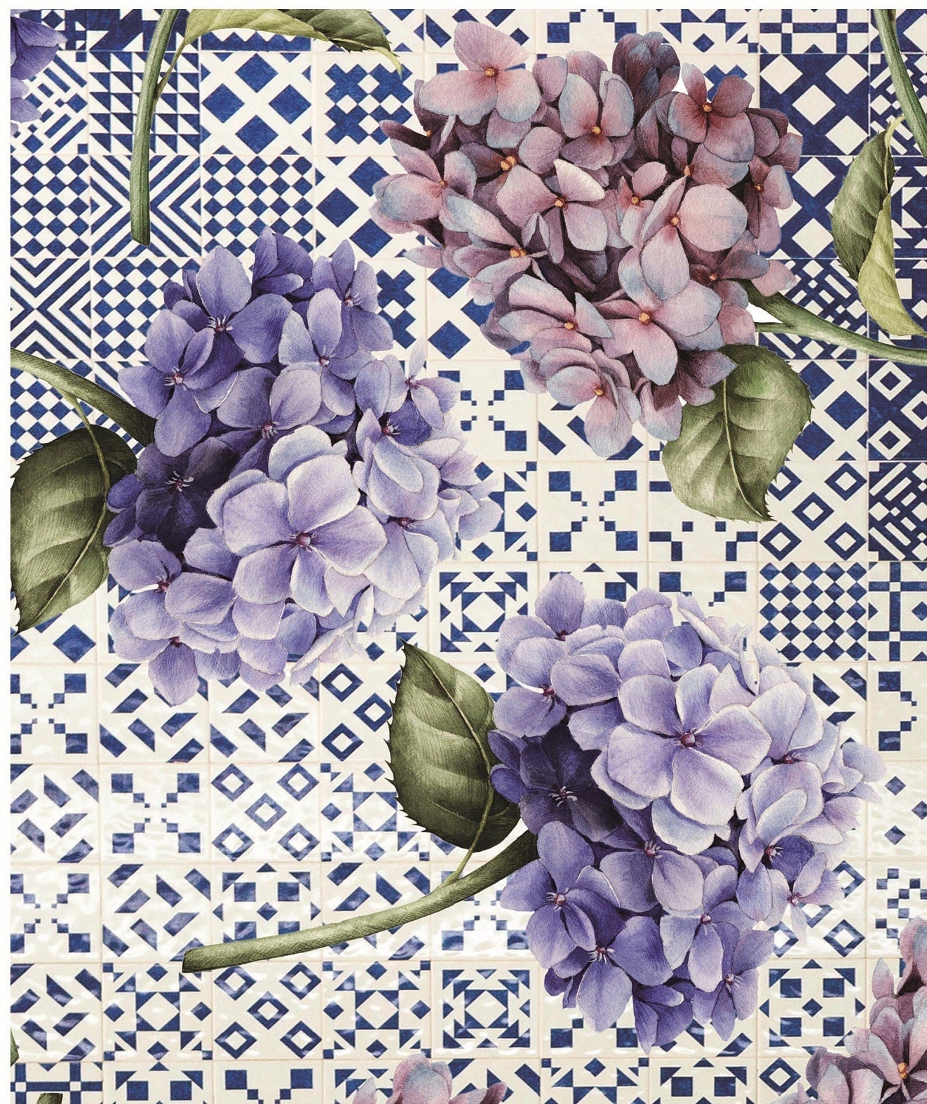 Authentic Pattern Hydrangea - Large Decoupage for Furniture - Rice Paper - Vintage Decoupage - Decoupage Paper - Shabby Chic
