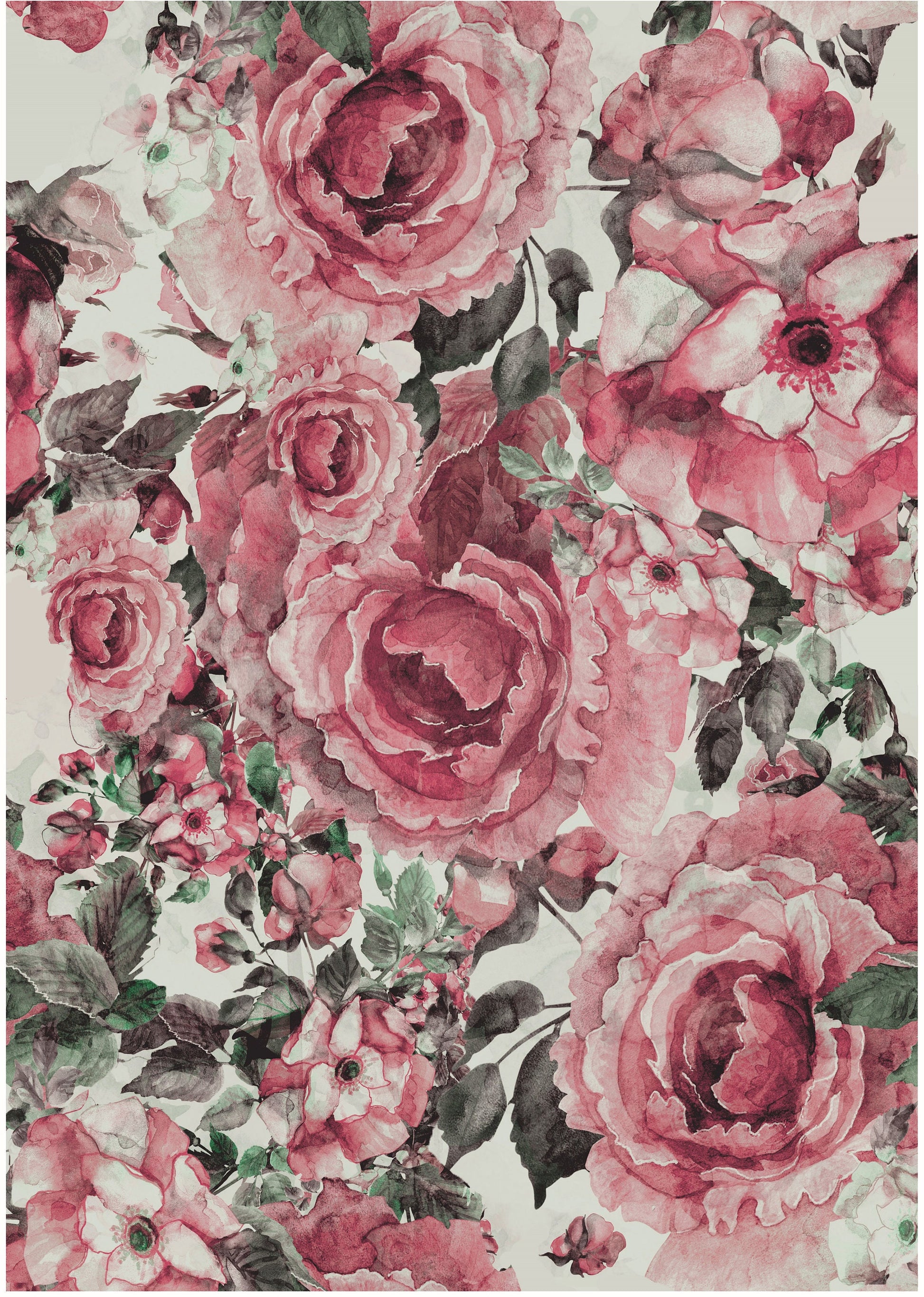 Dark Pink Flowers - Large Decoupage for Furniture - Rice Paper - Vintage Decoupage - Decoupage Paper - Shabby Chic