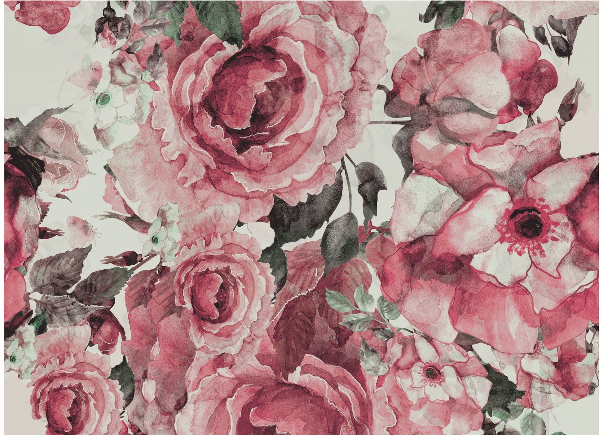 Dark Pink Flowers - Large Decoupage for Furniture - Rice Paper - Vintage Decoupage - Decoupage Paper - Shabby Chic