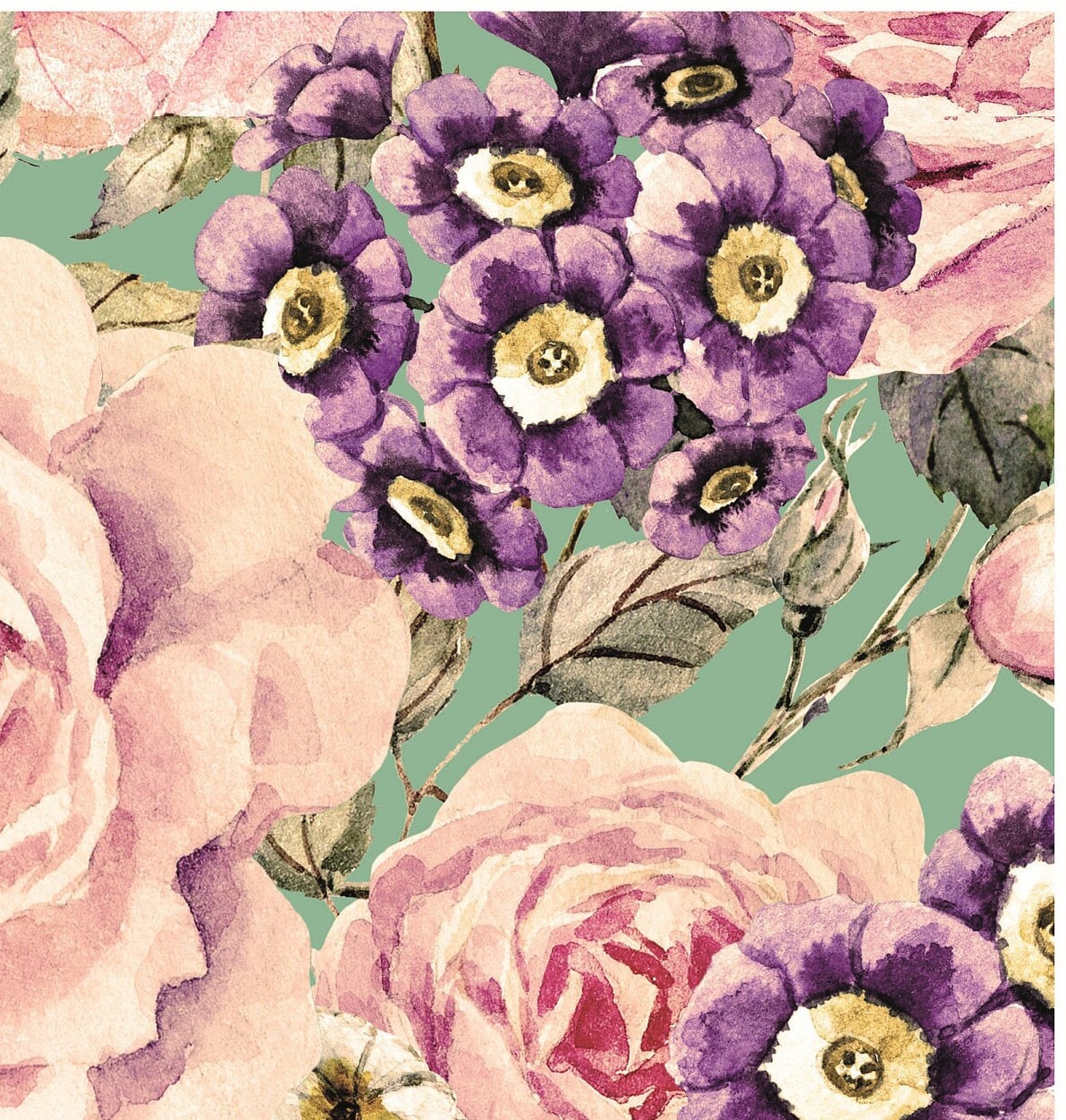 Pink Purple Flowers - Large Decoupage for Furniture - Rice Paper - Vintage Decoupage - Decoupage Paper - Shabby Chic