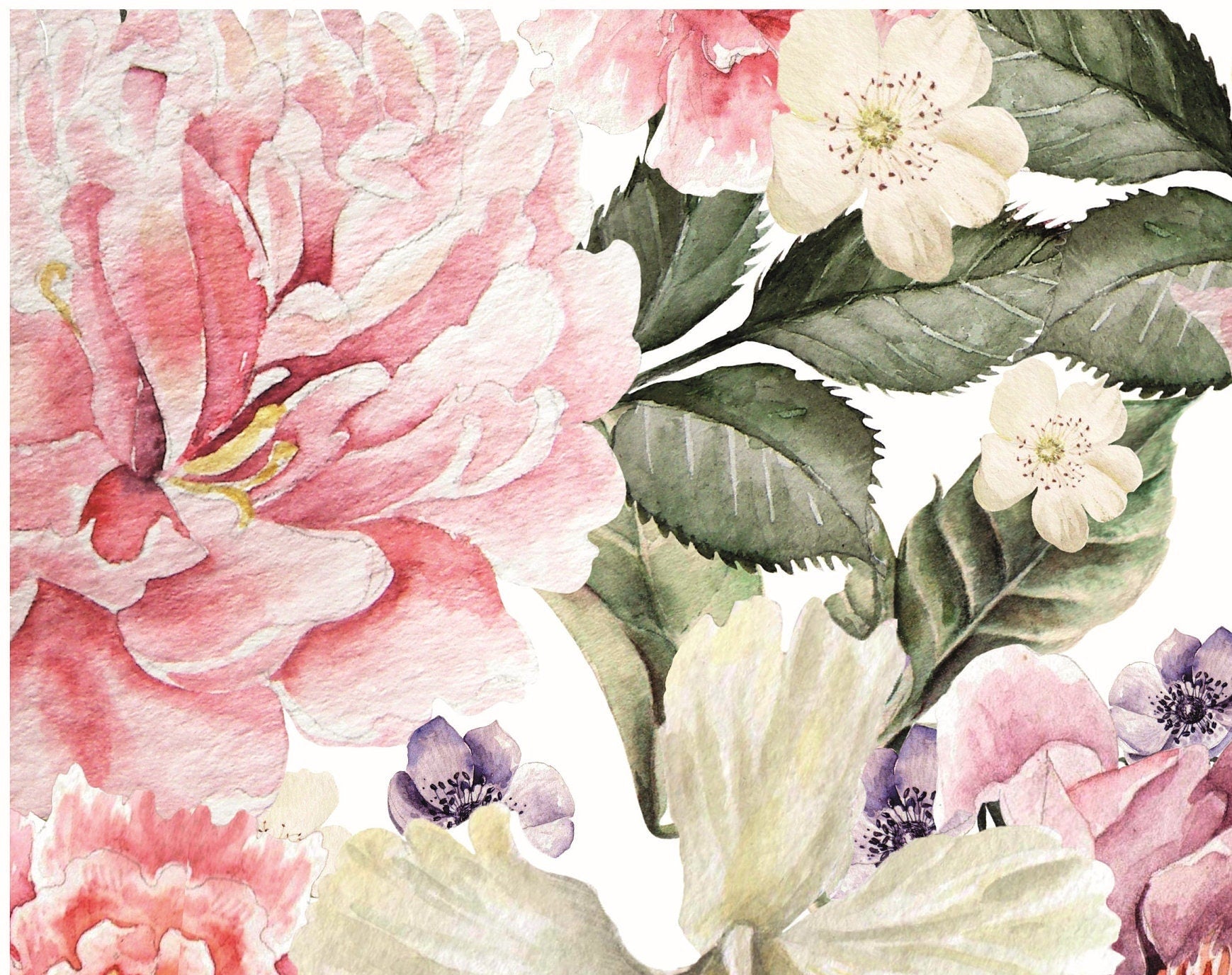 Shabby Chic Pink Purple Flowers - Large Decoupage for Furniture - Rice Paper - Vintage Decoupage - Decoupage Paper