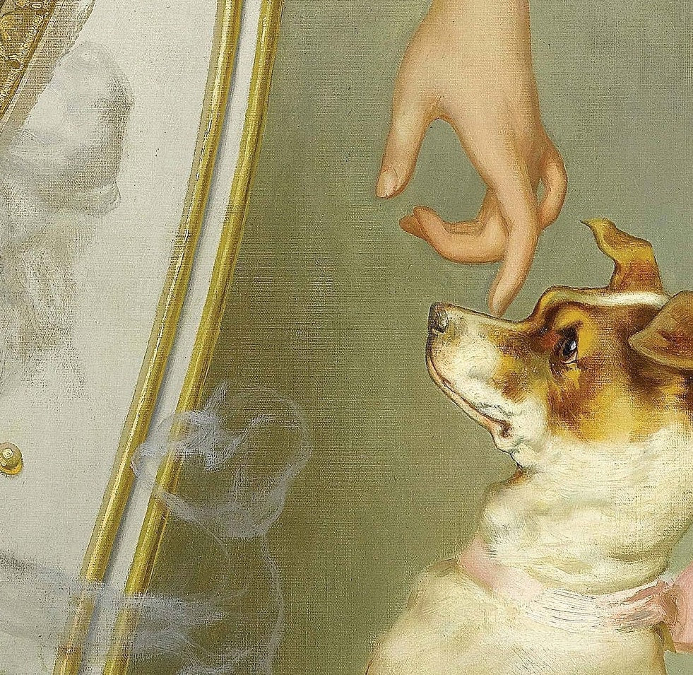 Woman Portrait with Dog - Large Decoupage Paper for Furniture - Vintage Decoupage - Rice Paper - Histoical Decoupage Paper