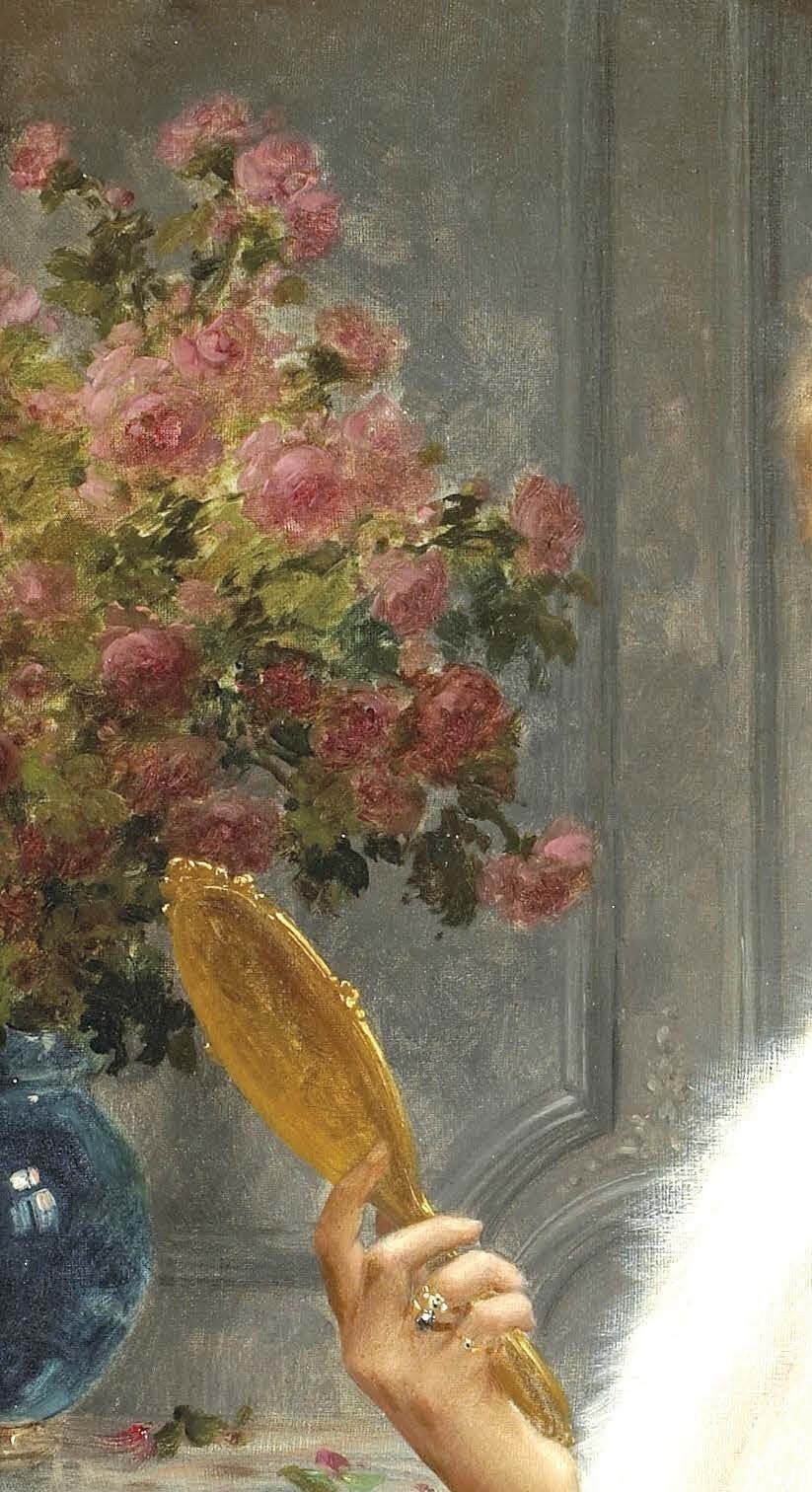 Blonde Woman Portrait with Flowers - Large Decoupage Paper for Furniture - Vintage Decoupage - Rice Paper - Historical Decoupage Paper