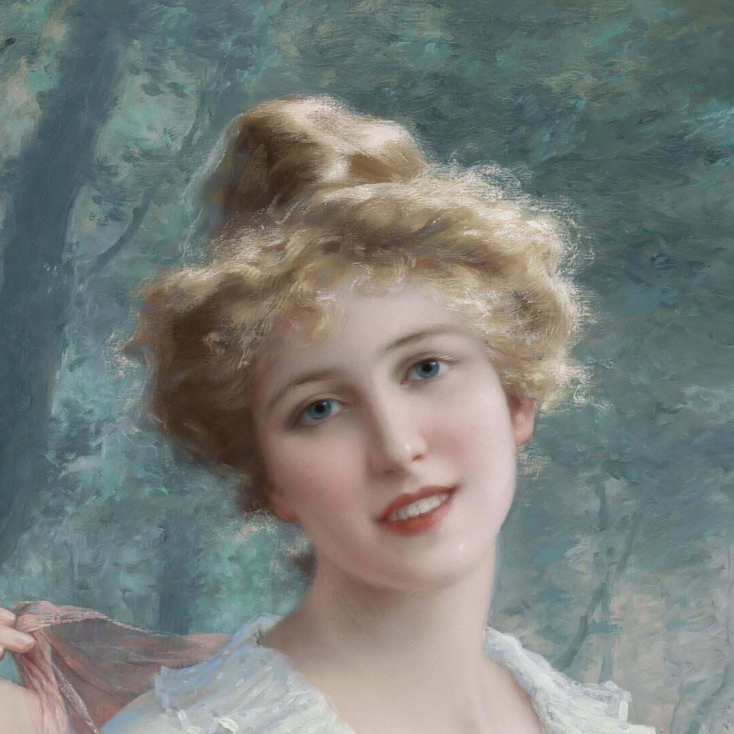 Blonde Woman Portrait with Puppy - Large Decoupage Paper for Furniture - Vintage Decoupage - Rice Paper - Historical Decoupage Paper